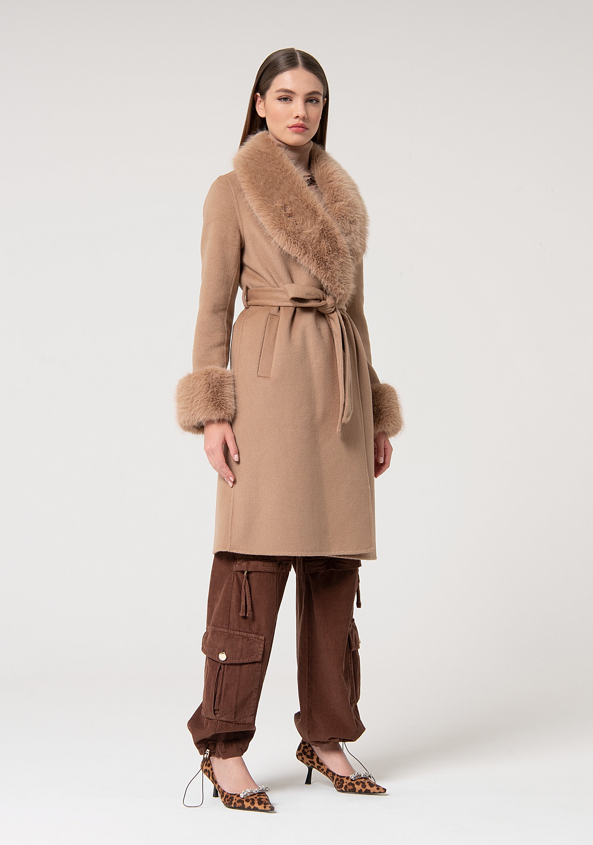 Long coat regular fit with wool Fracomina FS24WC1001W74001-093-3