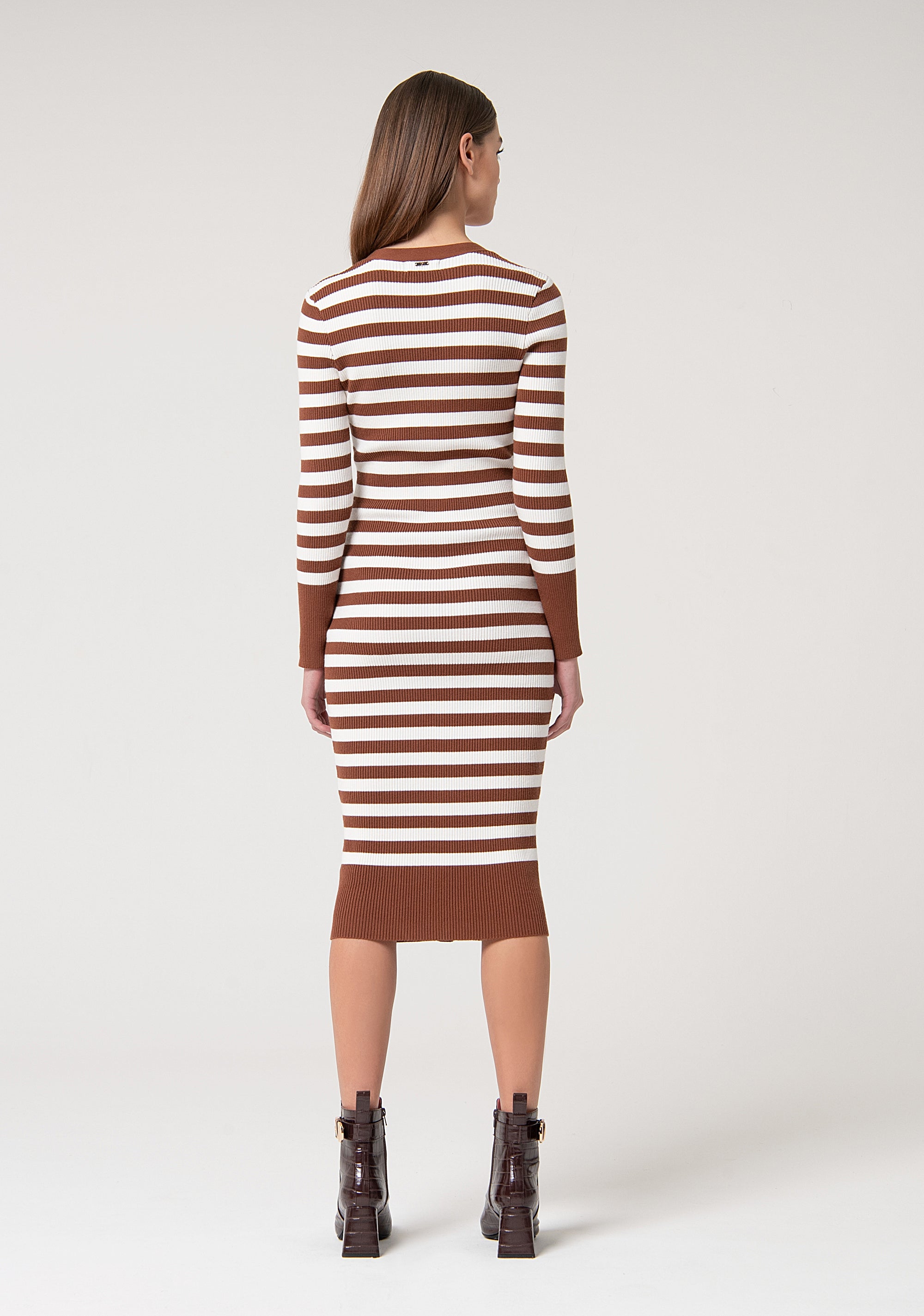 Knitted dress slim fit middle length with stripes Fracomina FS24WD5003K459N8-S98-4