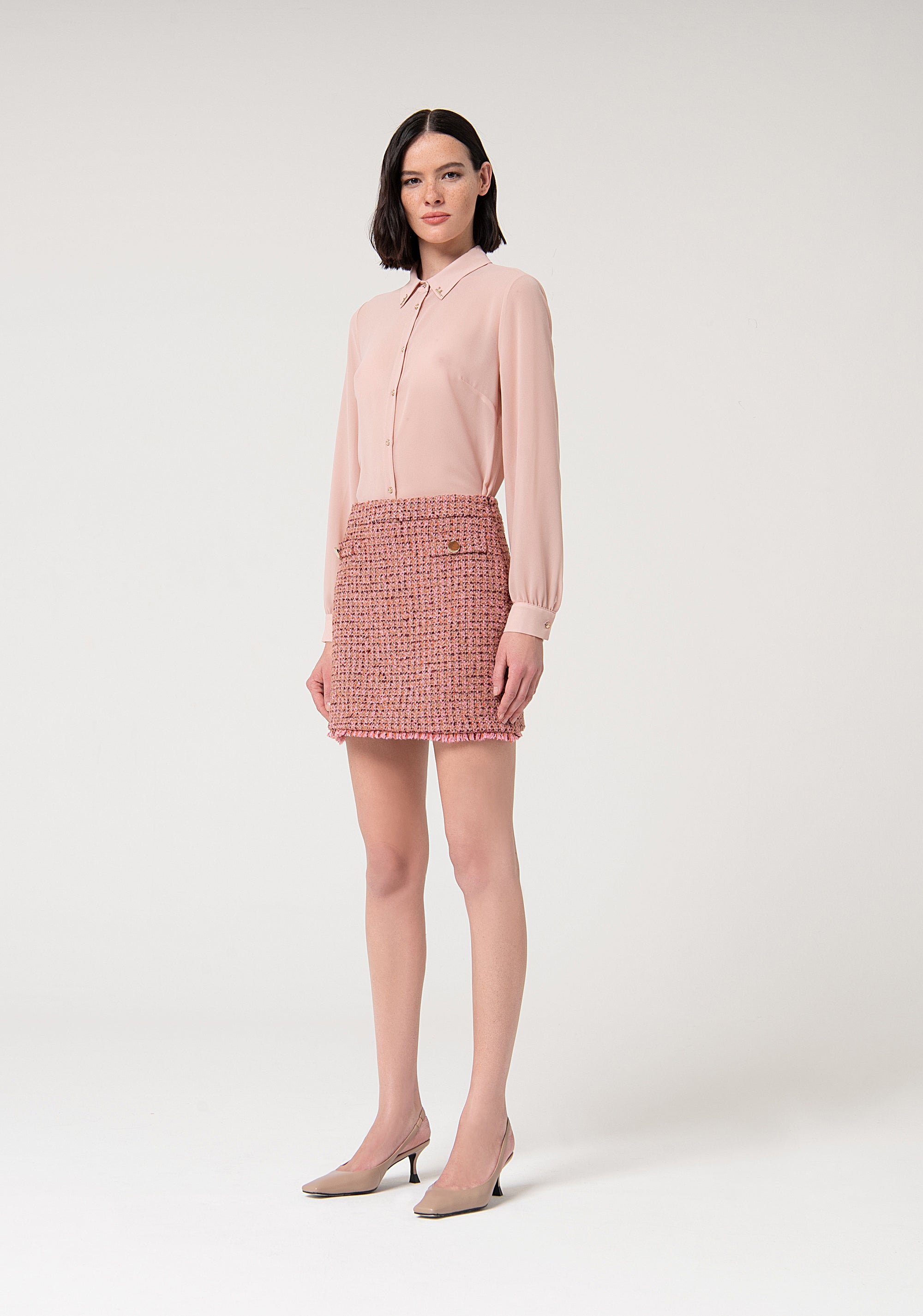 Mini skirt slim fit made in tweed Fracomina FS24WG1004W63301-L57-3