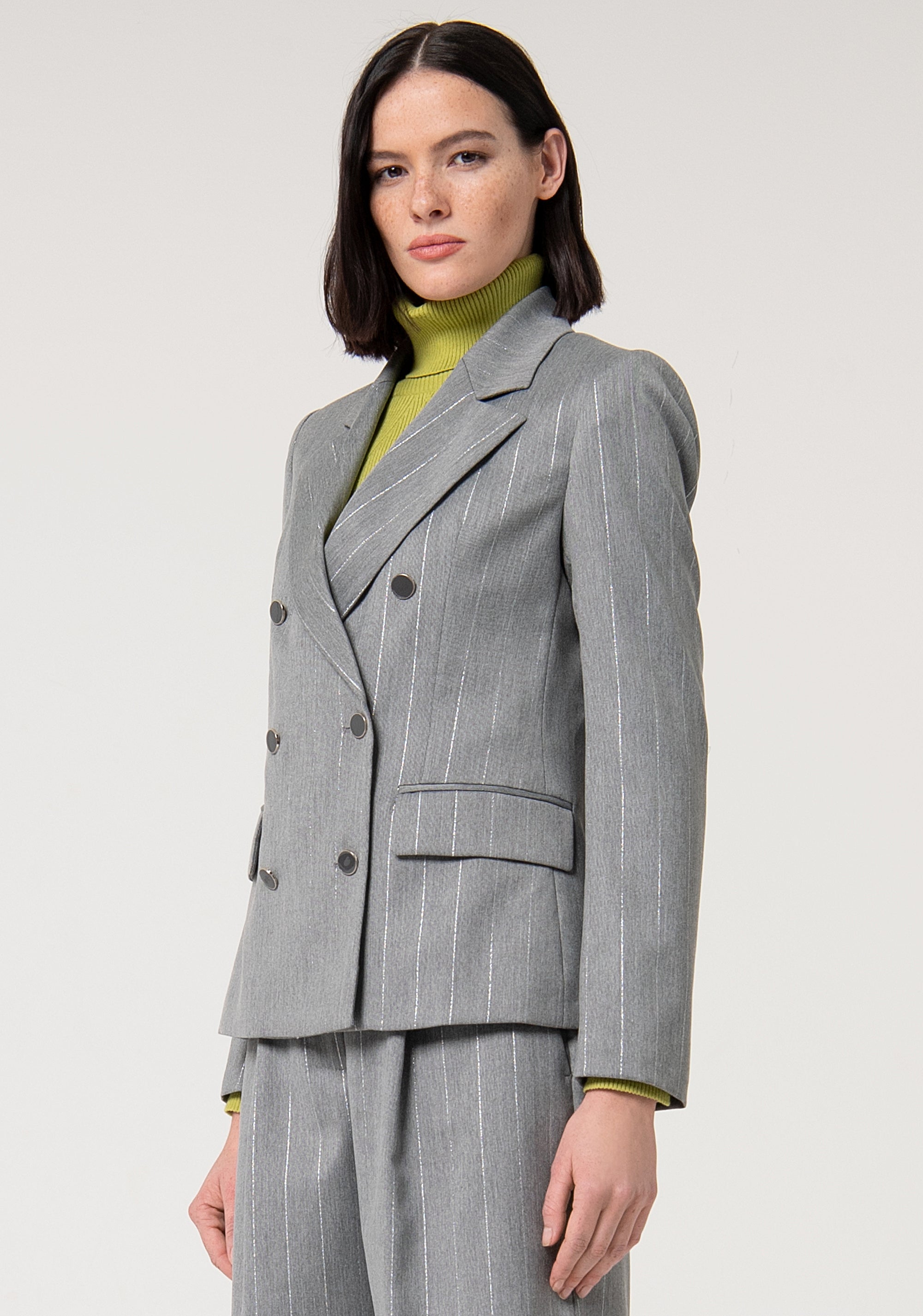 Blazer jacket regular fit double breasted made in pinstriped fabric Fracomina FS24WJ2008W587Q7-156-3