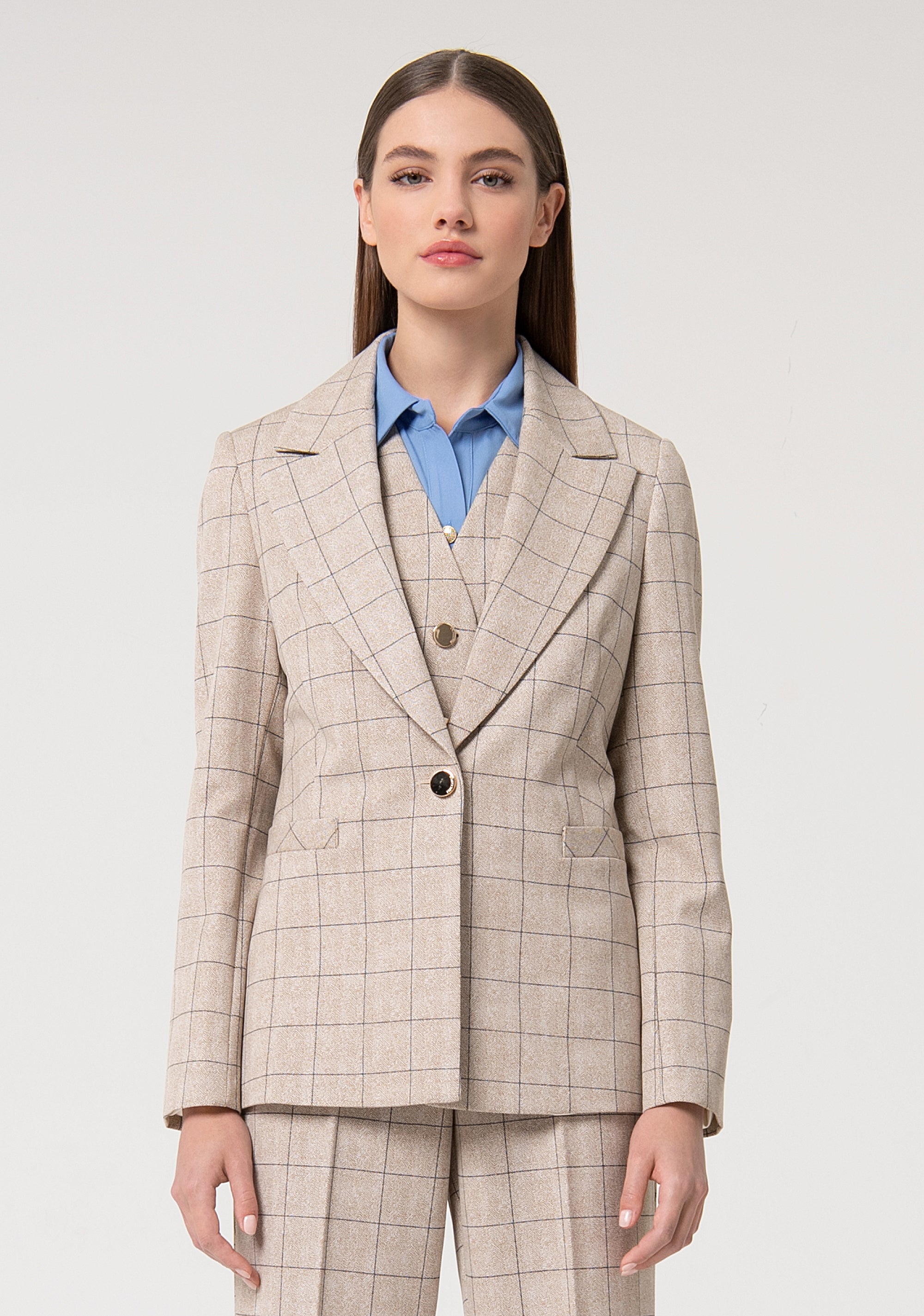 Blazer jacket regular fit single breasted with square pattern Fracomina FS24WJ2009W757N4-050-1