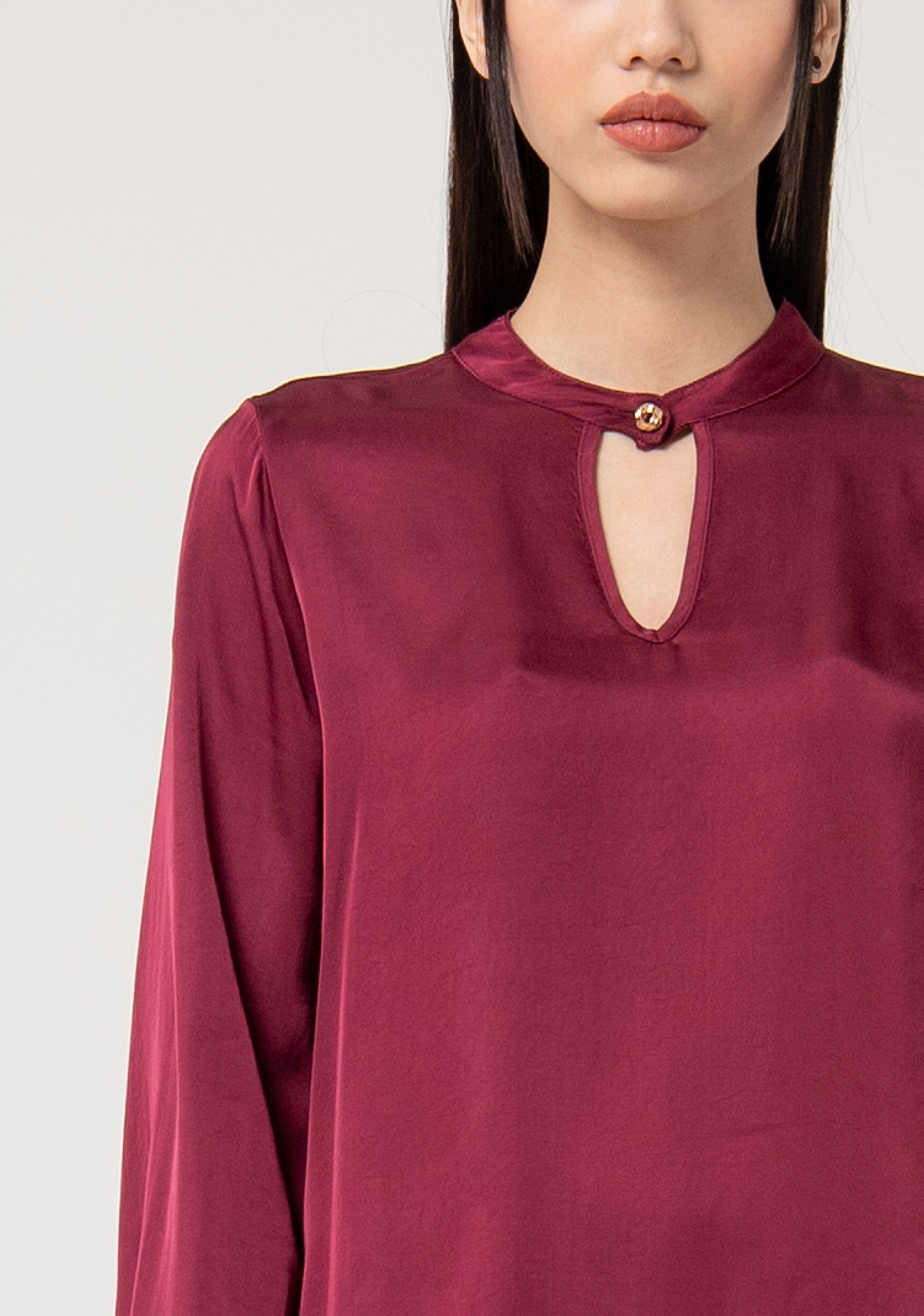 Blouse A-shape made in satin Fracomina FS24WT1002W45101-087-2