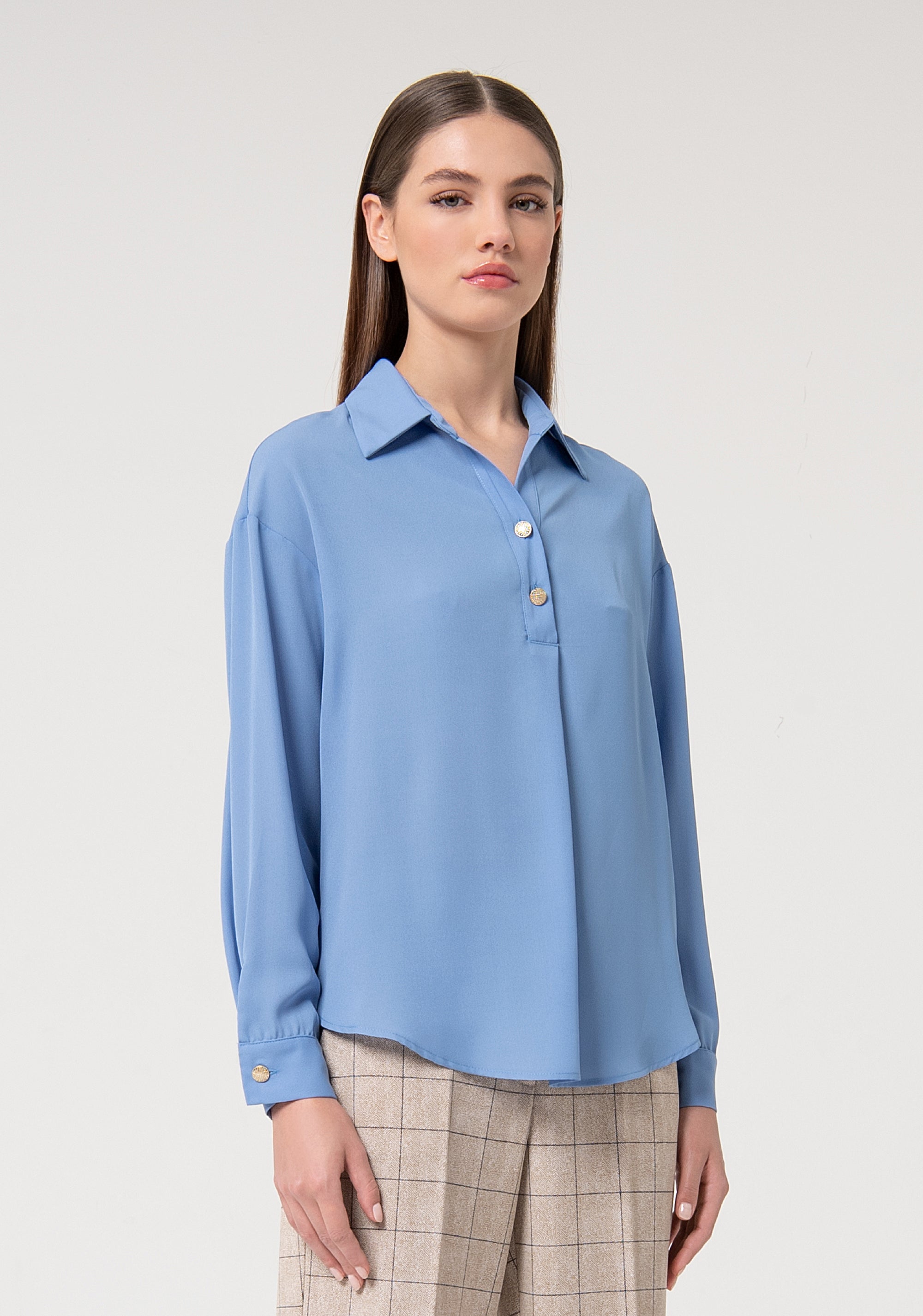 Blouse A-shape with classic cut neck Fracomina FS24WT1010W41201-422-3