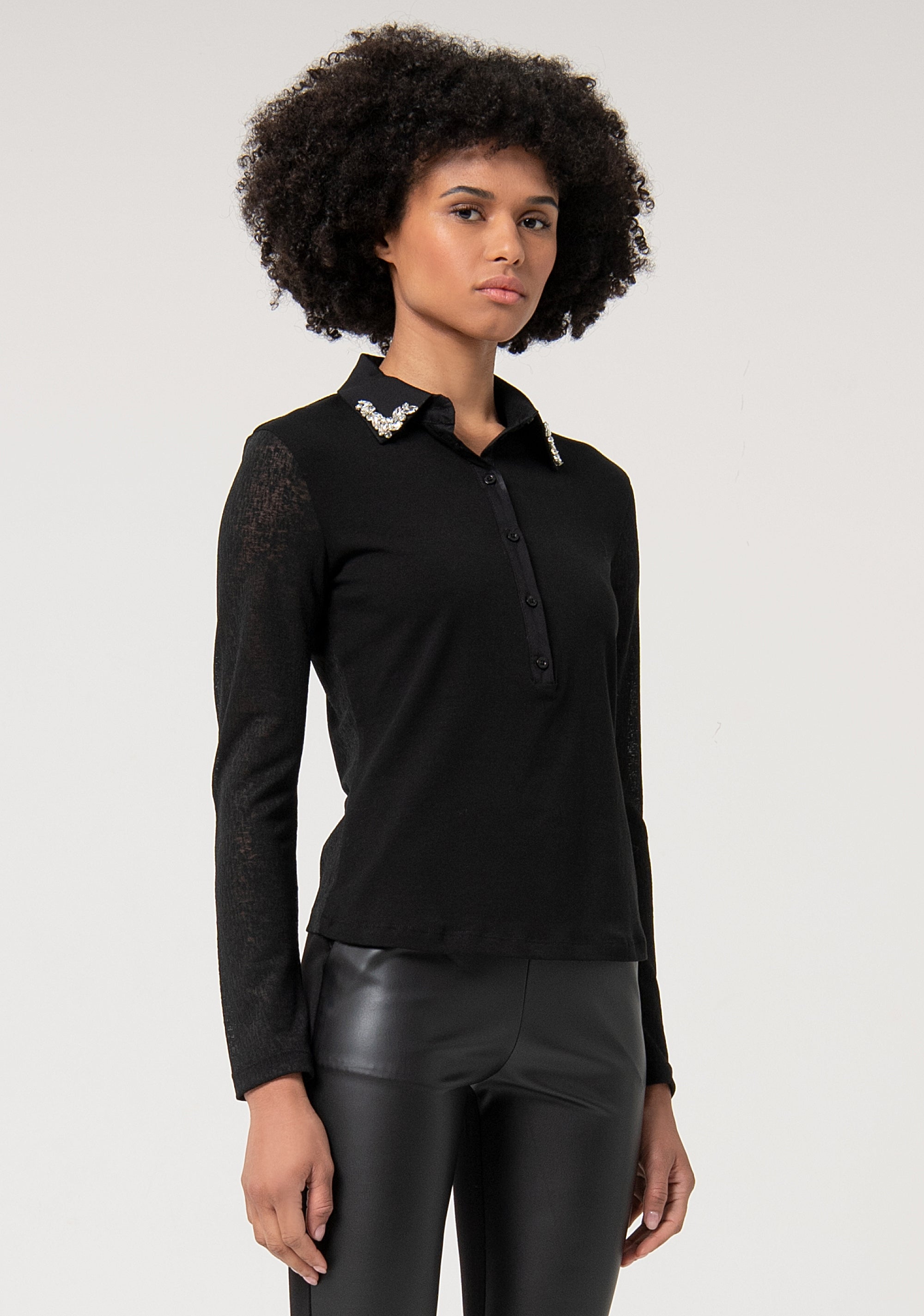 Top slim fit with long sleeves made in georgette Fracomina FS24WT3001W65201-053-3