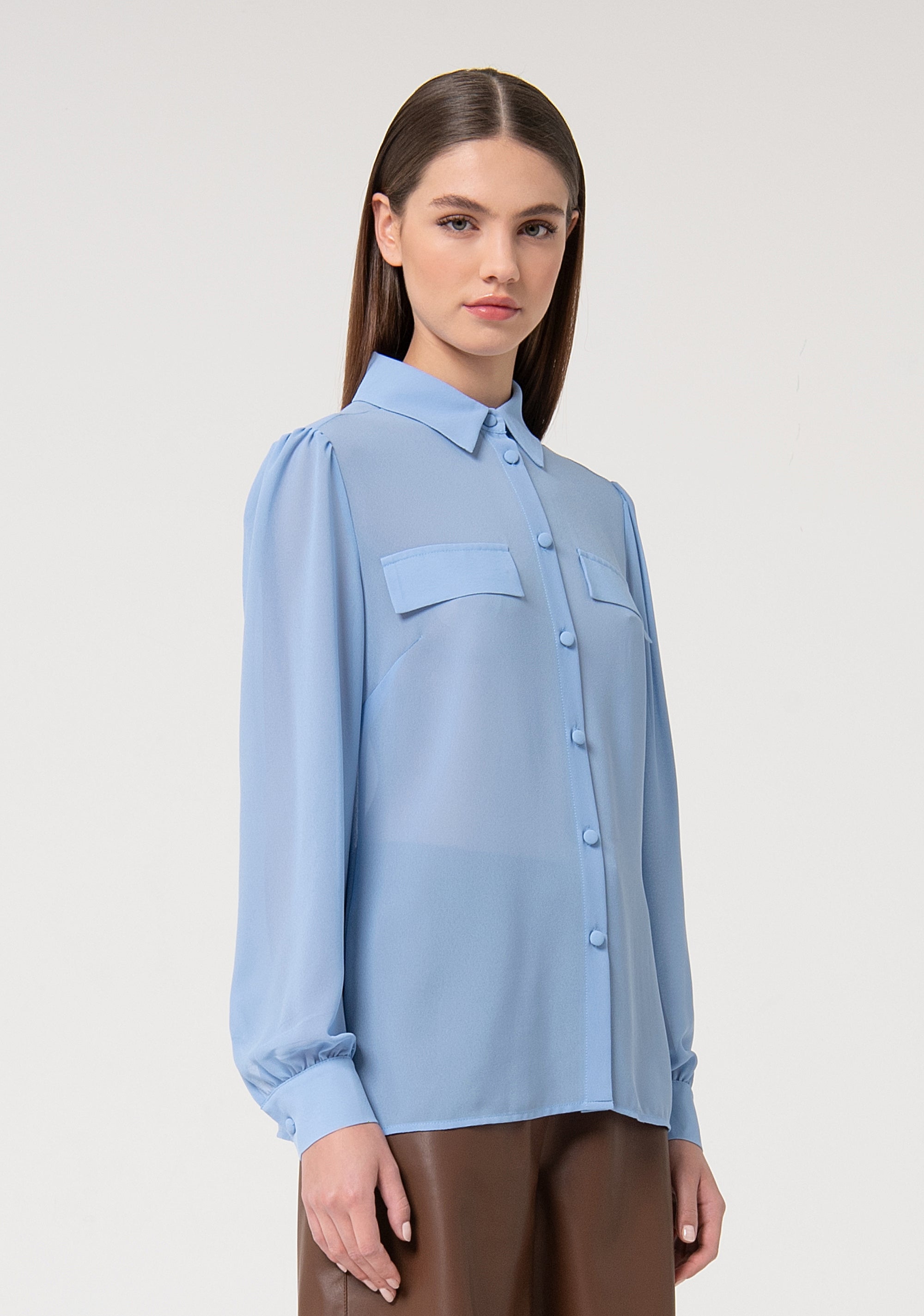 Shirt regular fit made in georgette Fracomina FS24WT6007W41201-252-3_8b674006-3463-4779-85cf-6879e2e7ee02