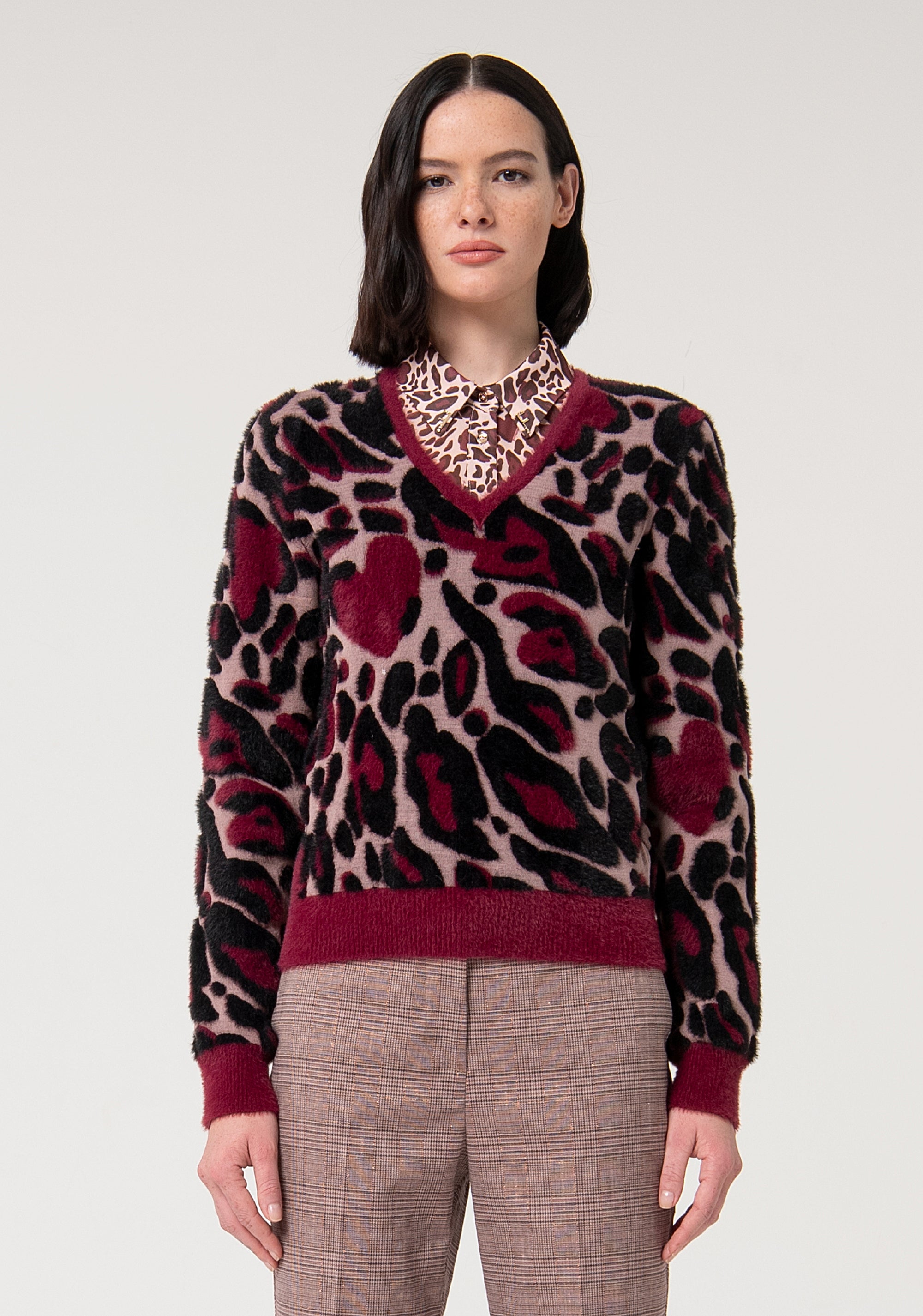 Knitwear regular fit with animalier jacquard effect Fracomina FS24WT7014K537F8-S91-1