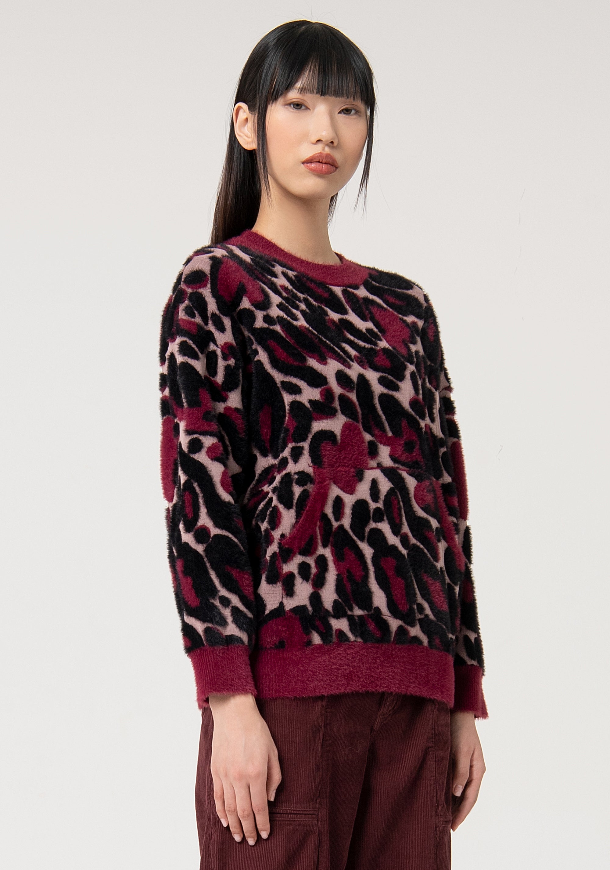 Knitwear regular fit with animalier jacquard effect Fracomina FS24WT7015K537F8-S91-3