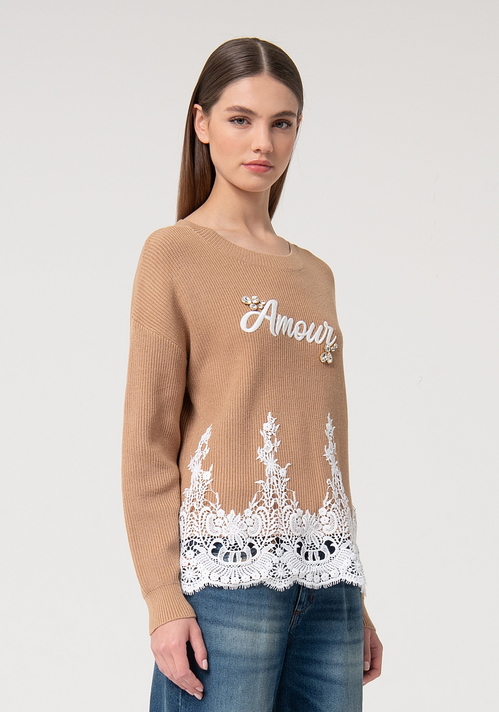 Knitwear regular fit with embroidery Fracomina FS24WT7019K45901-093-3