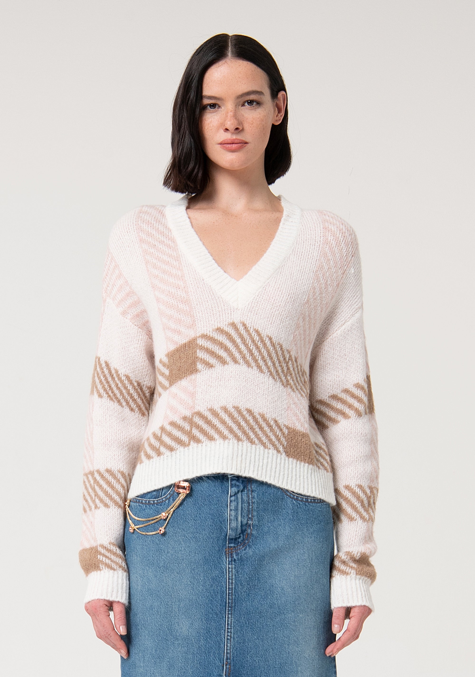 Knitwear over fit with square shaped pattern Fracomina FS24WT7020K535F8-S95-1