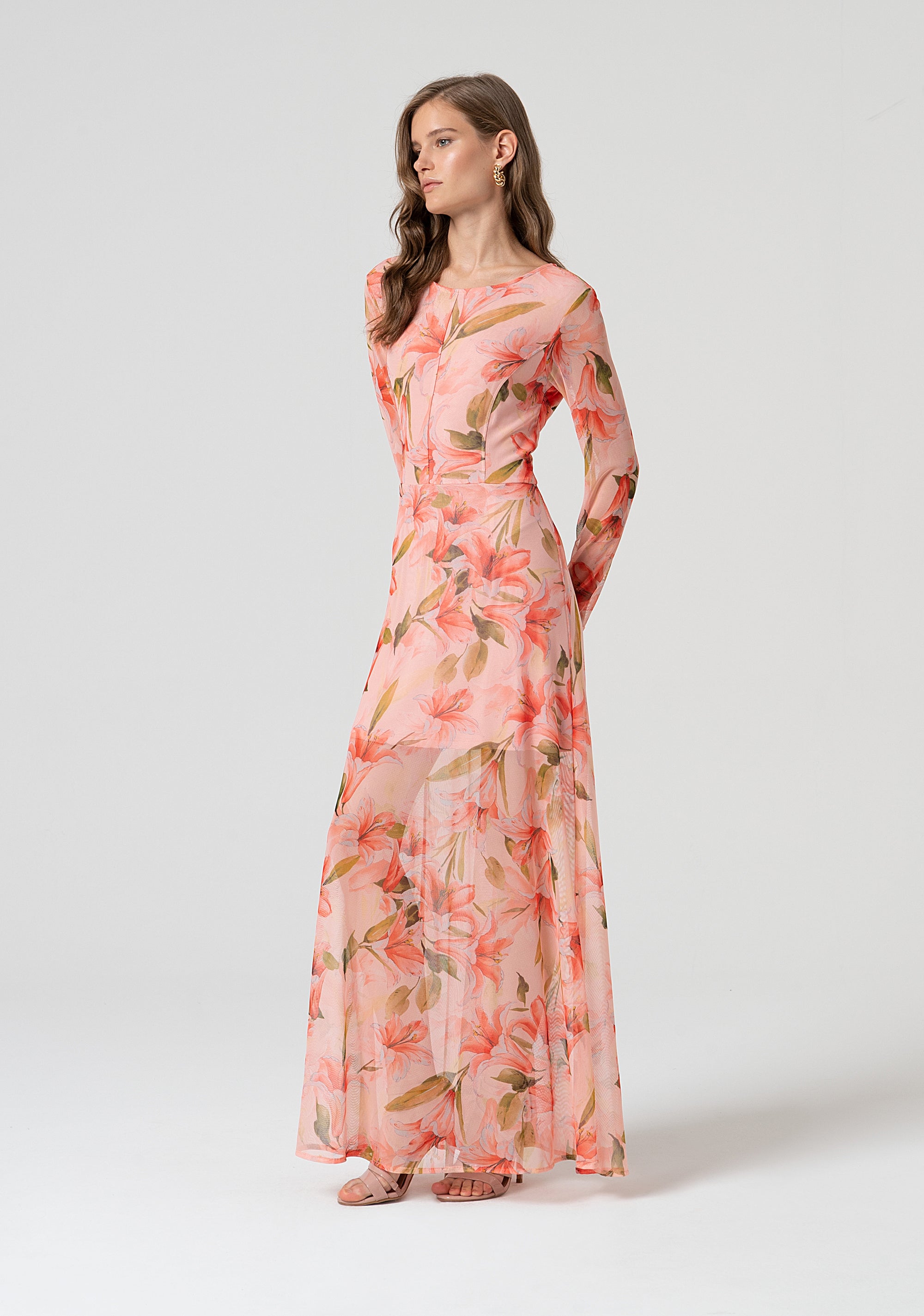 Long dress regular fit with flowery pattern Fracomina FS25SD3004W749K9-I27-2