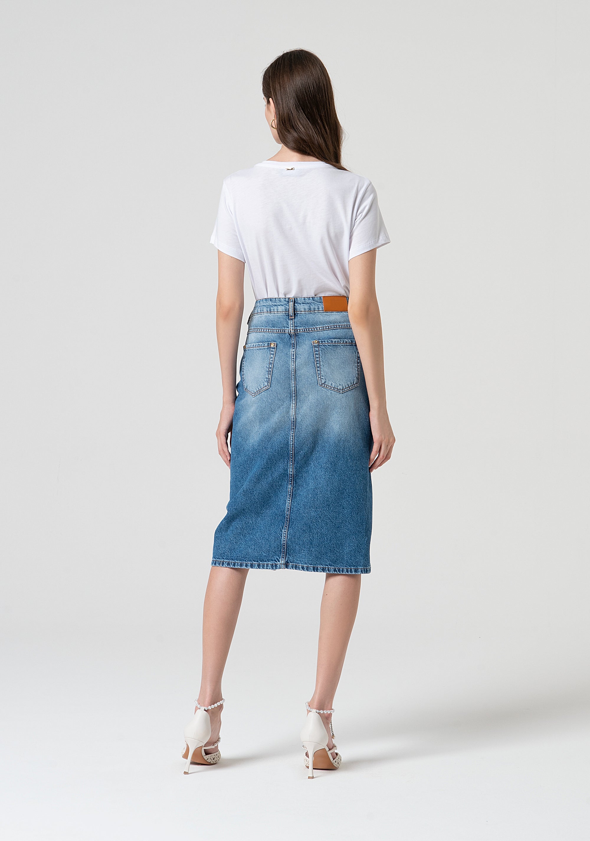 Skirt regular fit middle length made in denim with middle wash Fracomina FS25SG5003D40093-365-4