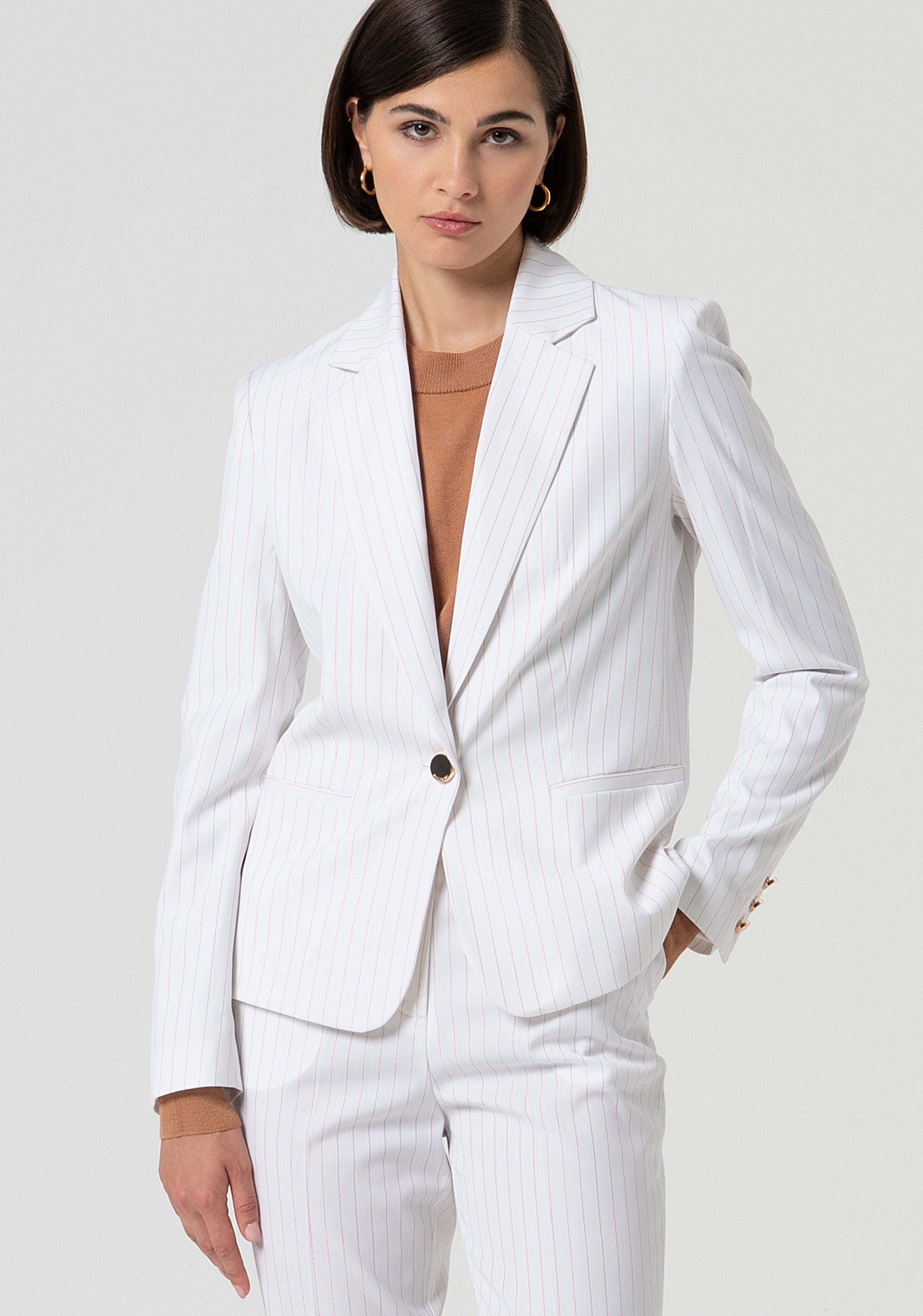 Blazer jacket regular fit single breasted made in pinstriped fabric with wool Fracomina FS25SJ2004W784D4-278-1