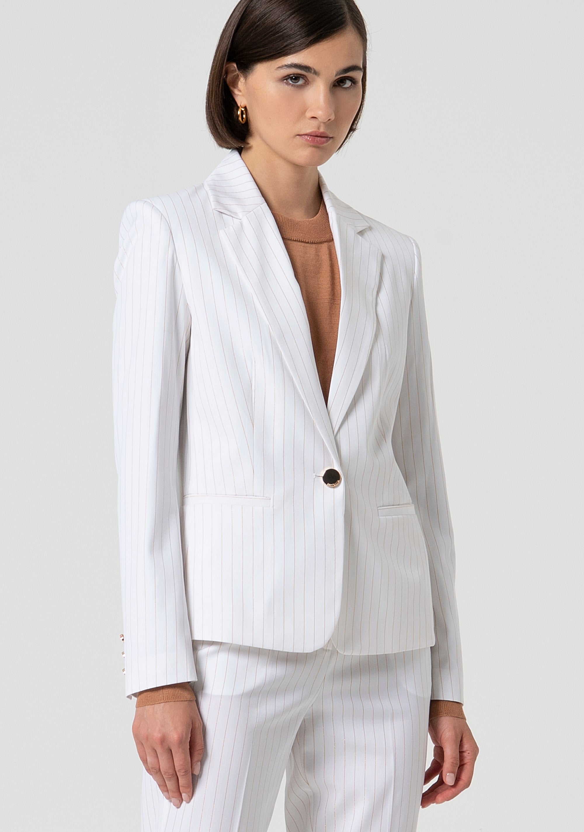 Blazer jacket regular fit single breasted made in pinstriped fabric with wool Fracomina FS25SJ2004W784D4-278-2