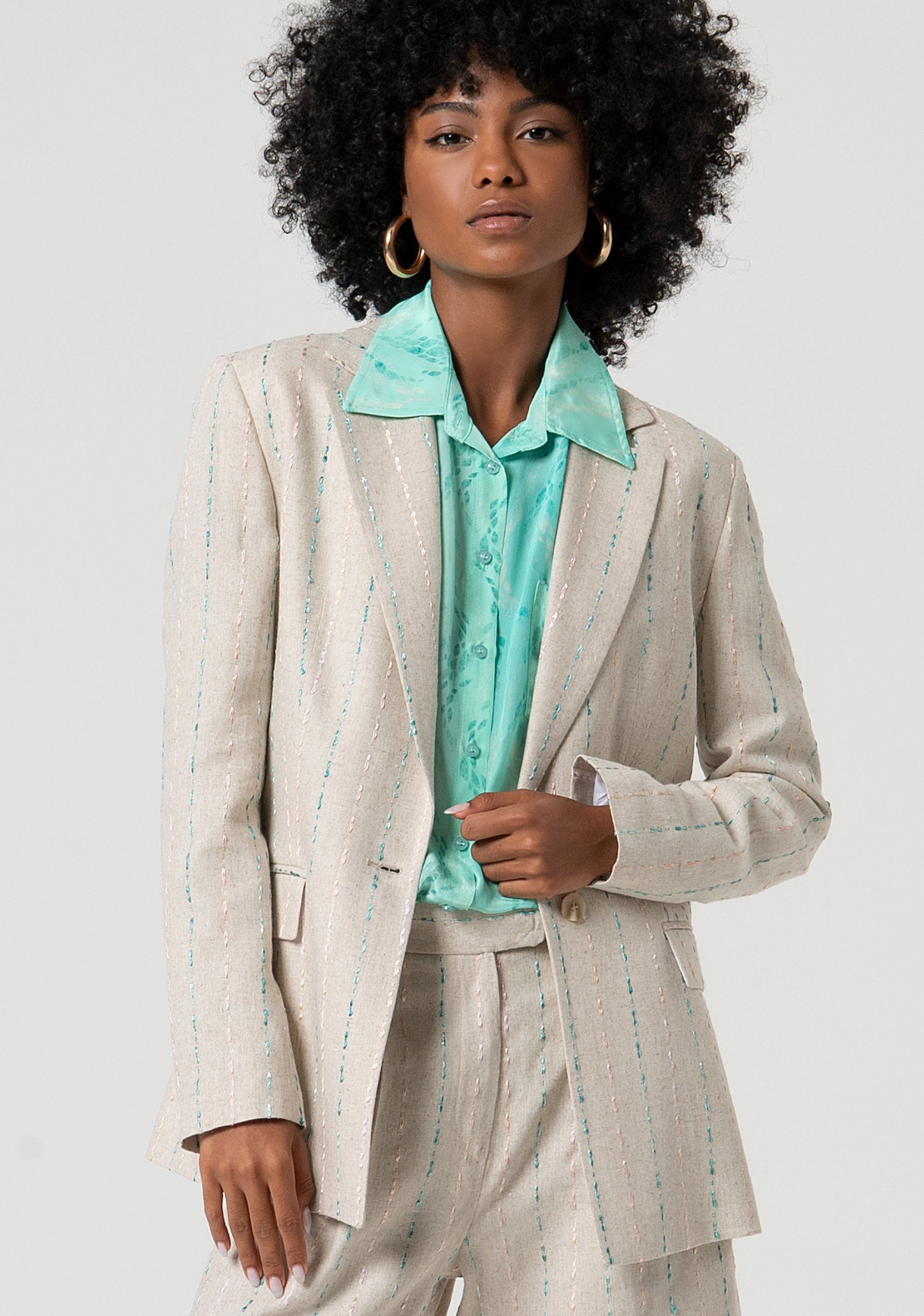 Blazer jacket loose fit single breasted with linen Fracomina FS25SJ3005W788N8-050-1