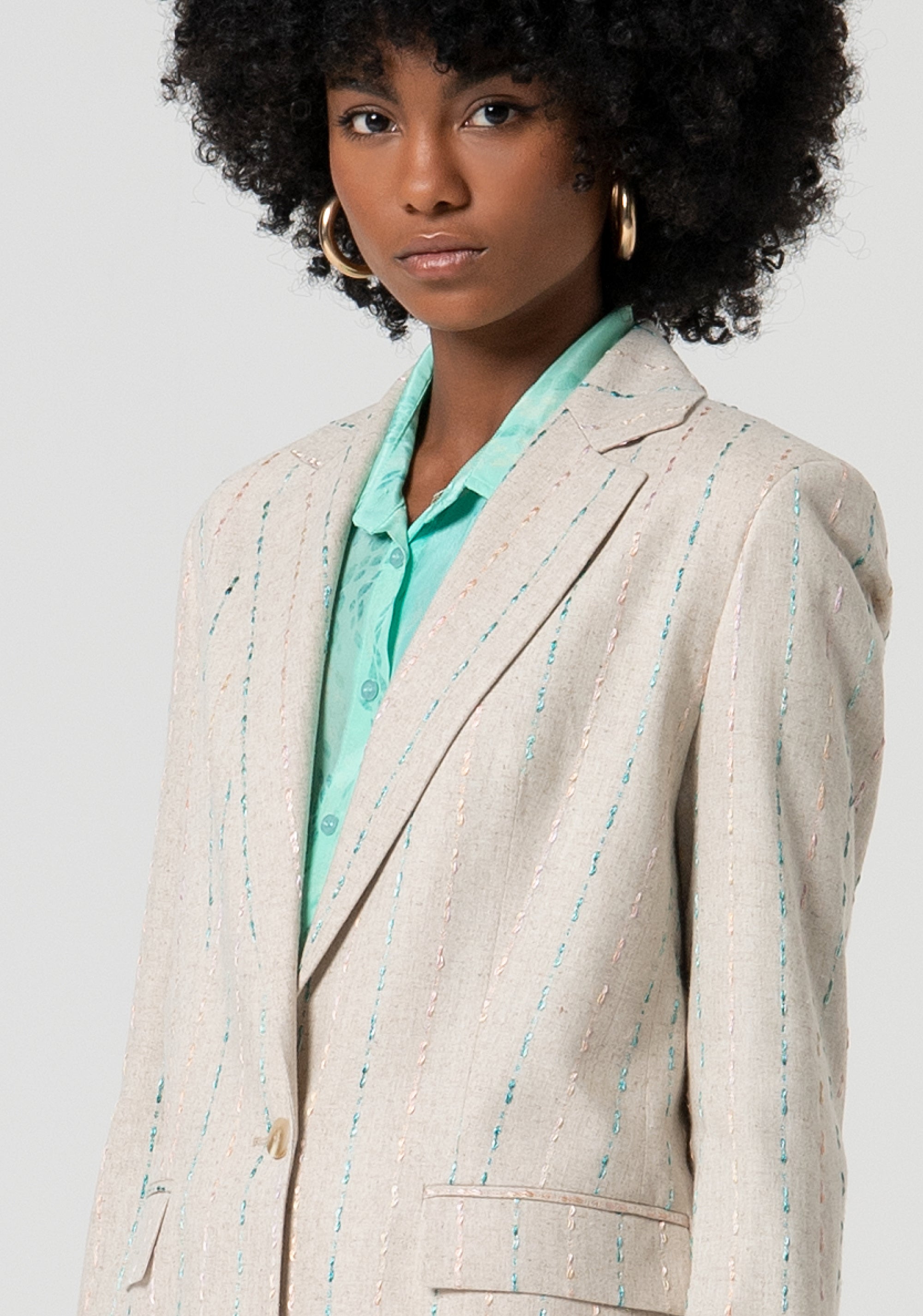 Blazer jacket loose fit single breasted with linen Fracomina FS25SJ3005W788N8-050-2