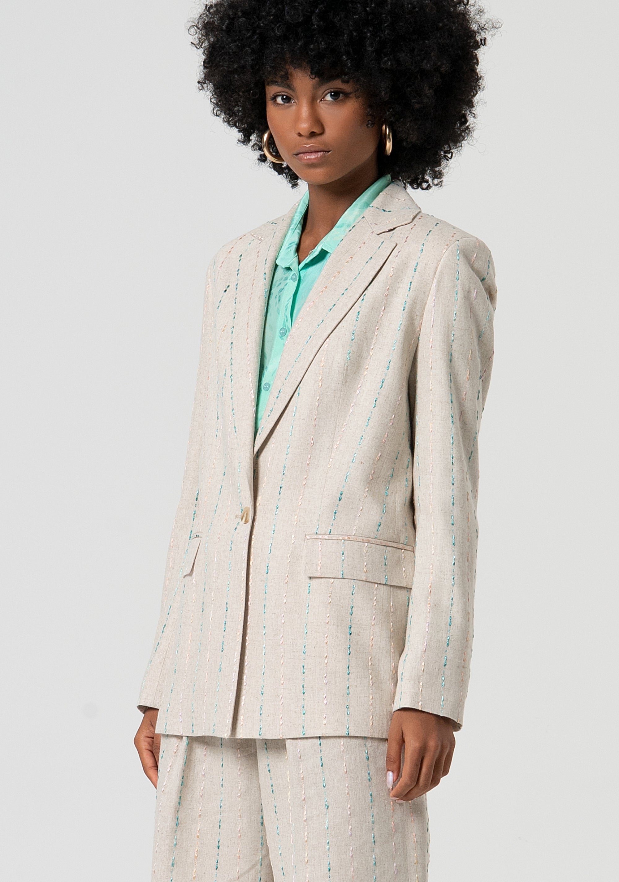 Blazer jacket loose fit single breasted with linen Fracomina FS25SJ3005W788N8-050-3