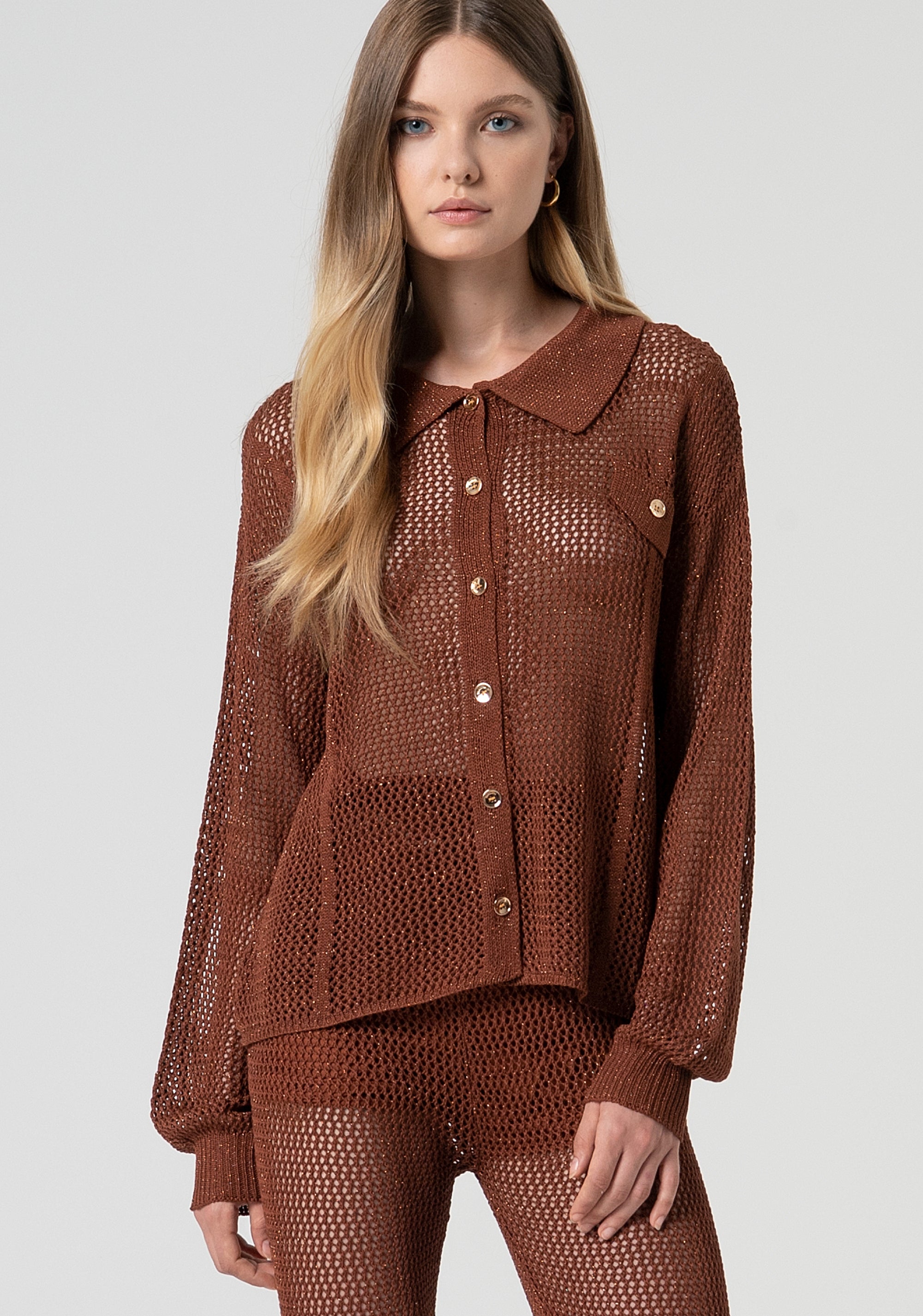 Knitted shirt regular fit with openwork Fracomina FS25ST6006K514O7-T28-1