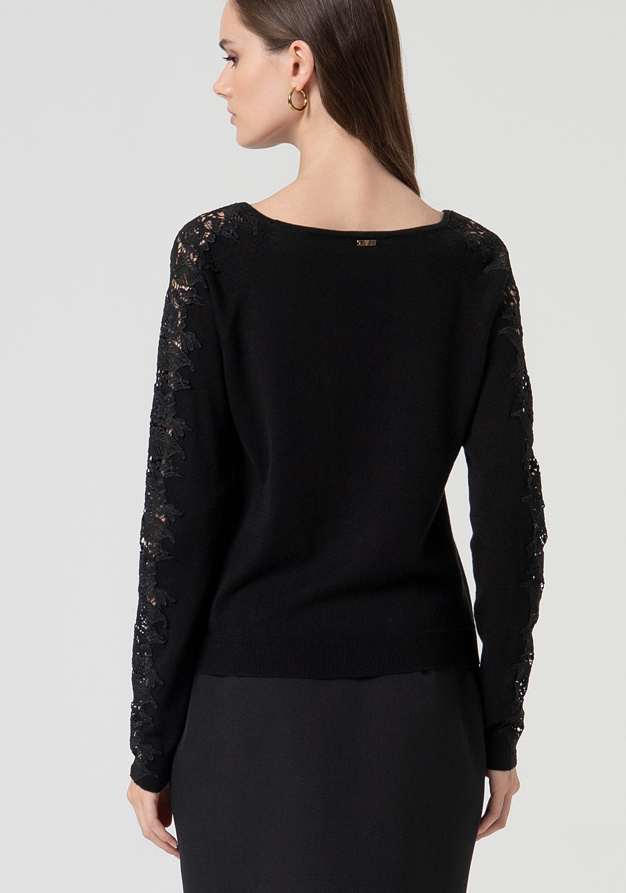 Knitwear regular fit with lace details at the sleeves Fracomina FS25ST7002K55101-053-4