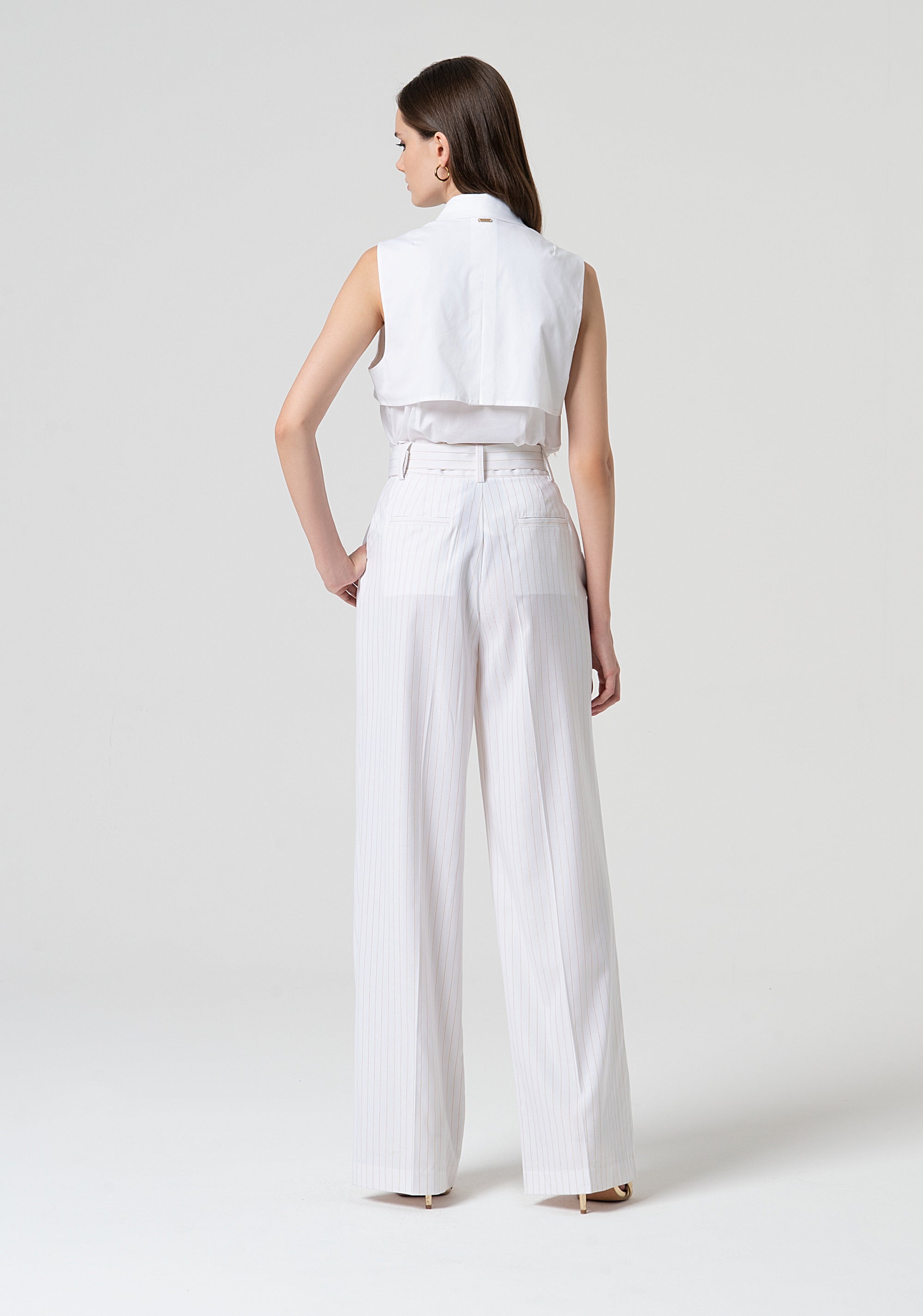 Palazzo pant made in pinstriped fabric with wool Fracomina FS25SV3001W784D4-278-4