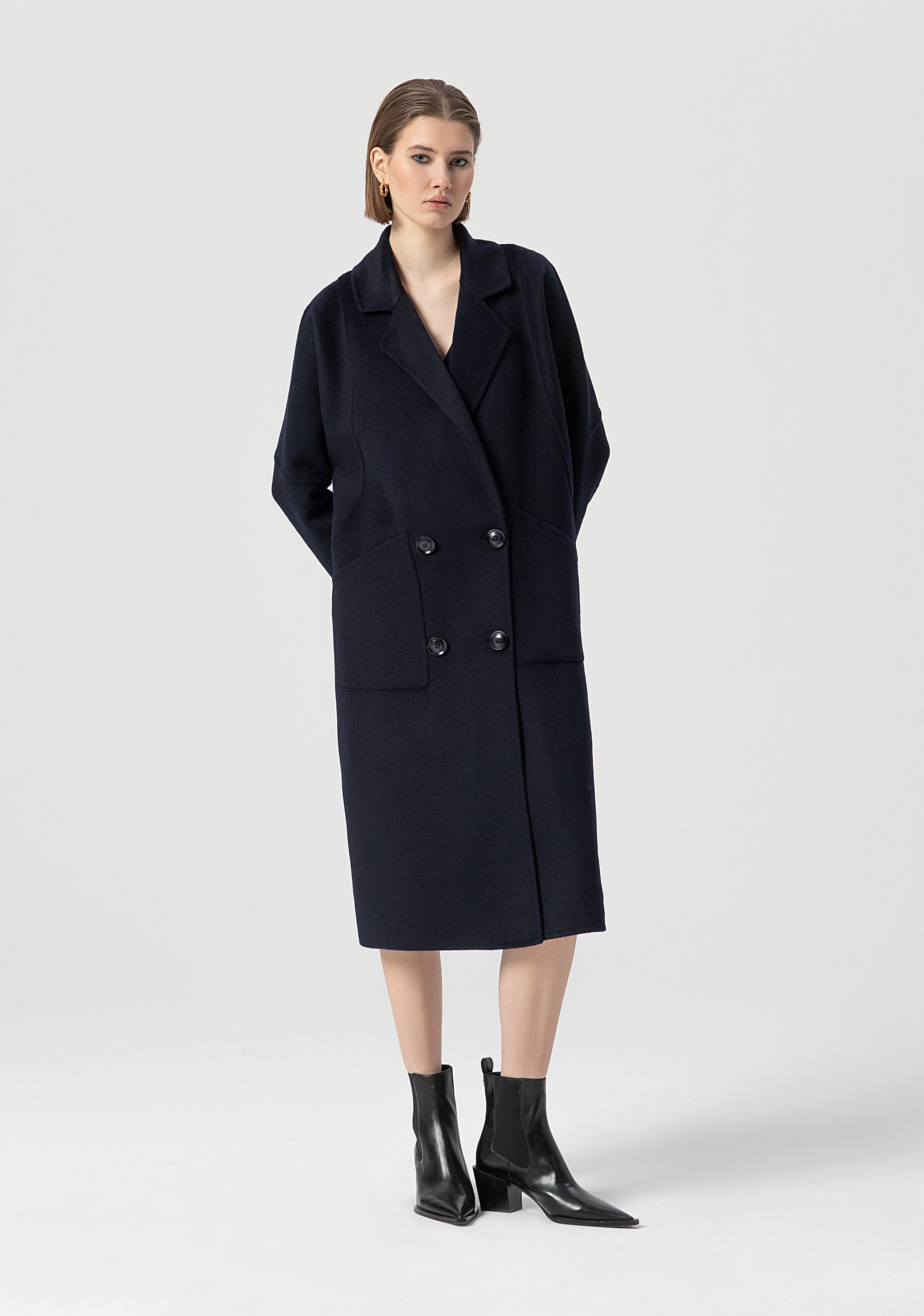 Long coat over fit double breasted with wool Fracomina FS25WC1003W74001-064-1