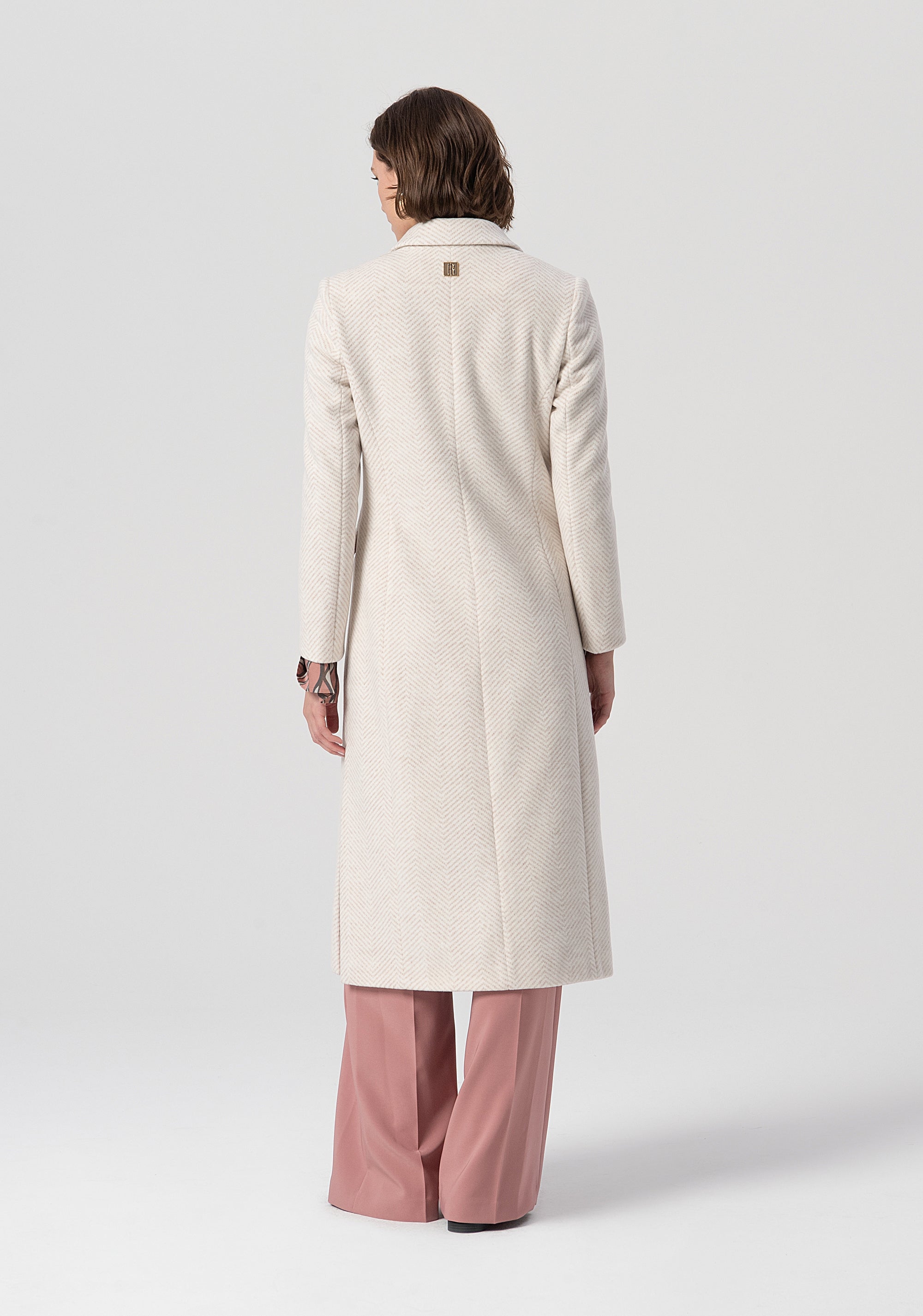 Long coat regular fit double breasted made in herringbone fabric Fracomina FS25WC1009W820K6-050-3