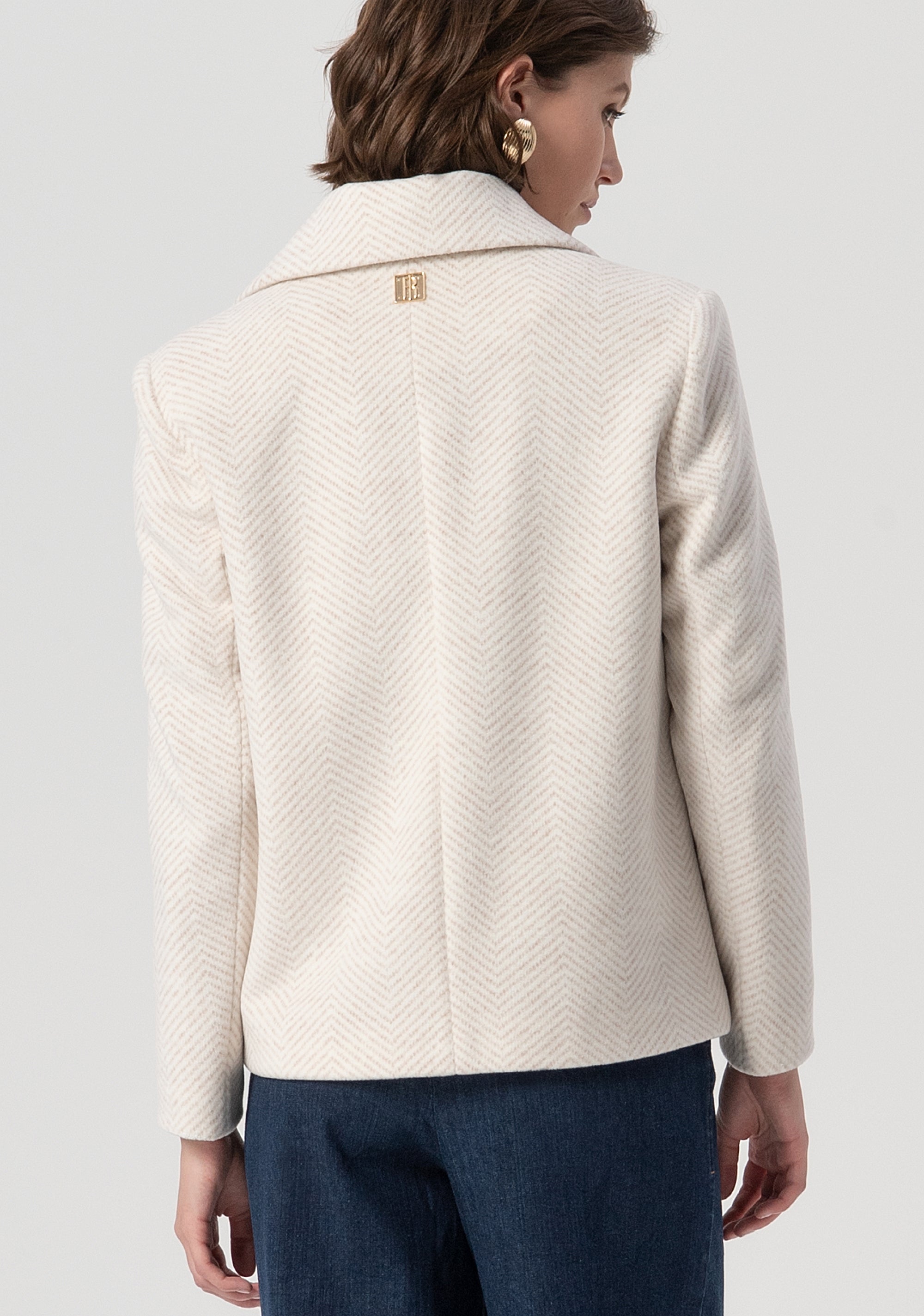 Caban coat regular fit double breasted made in herringbone fabric Fracomina FS25WC1010W820K6-050-3