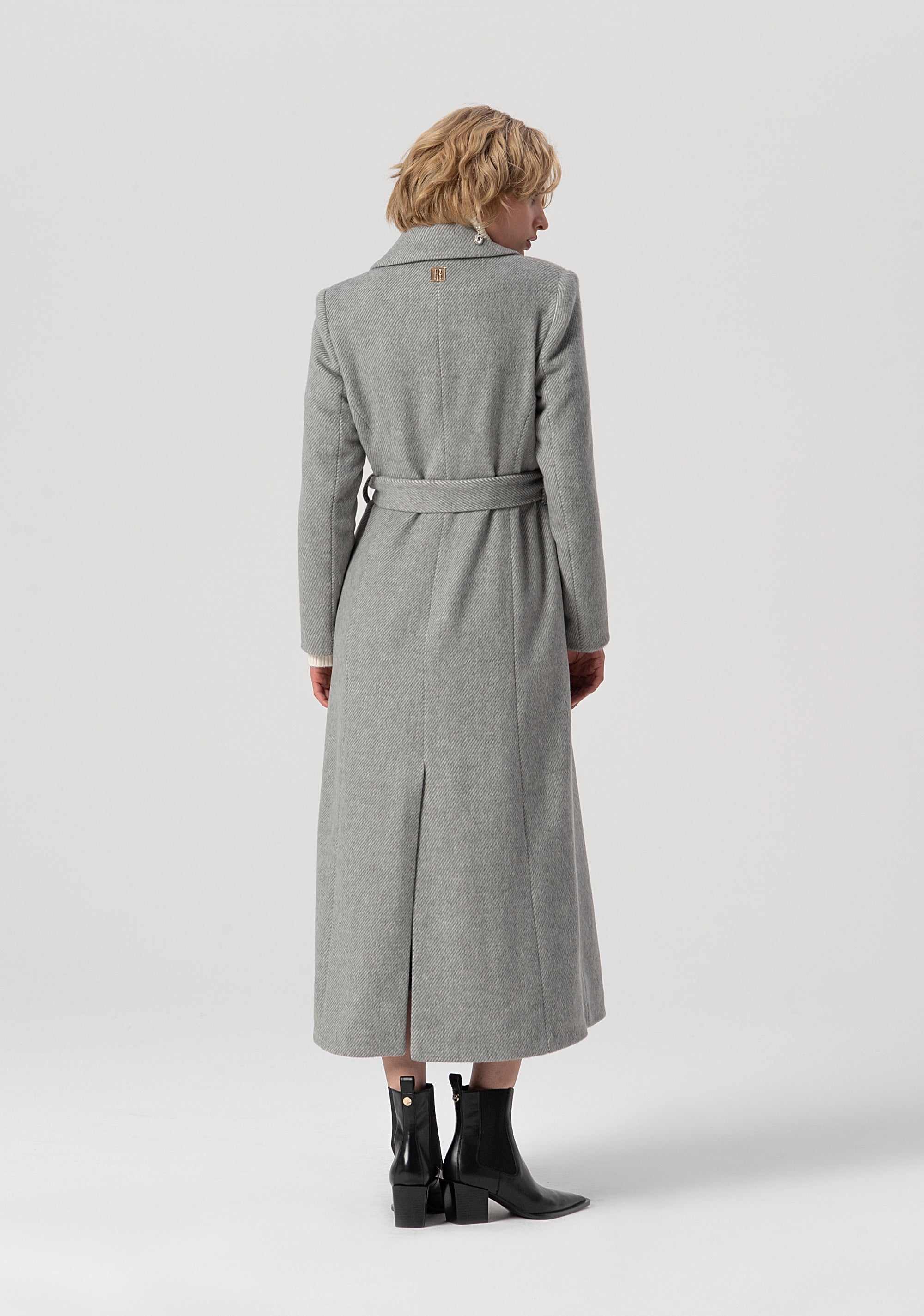 Long coat regular fit single breasted made in herringbone fabric with wool Fracomina FS25WC1011W819K3-156-3