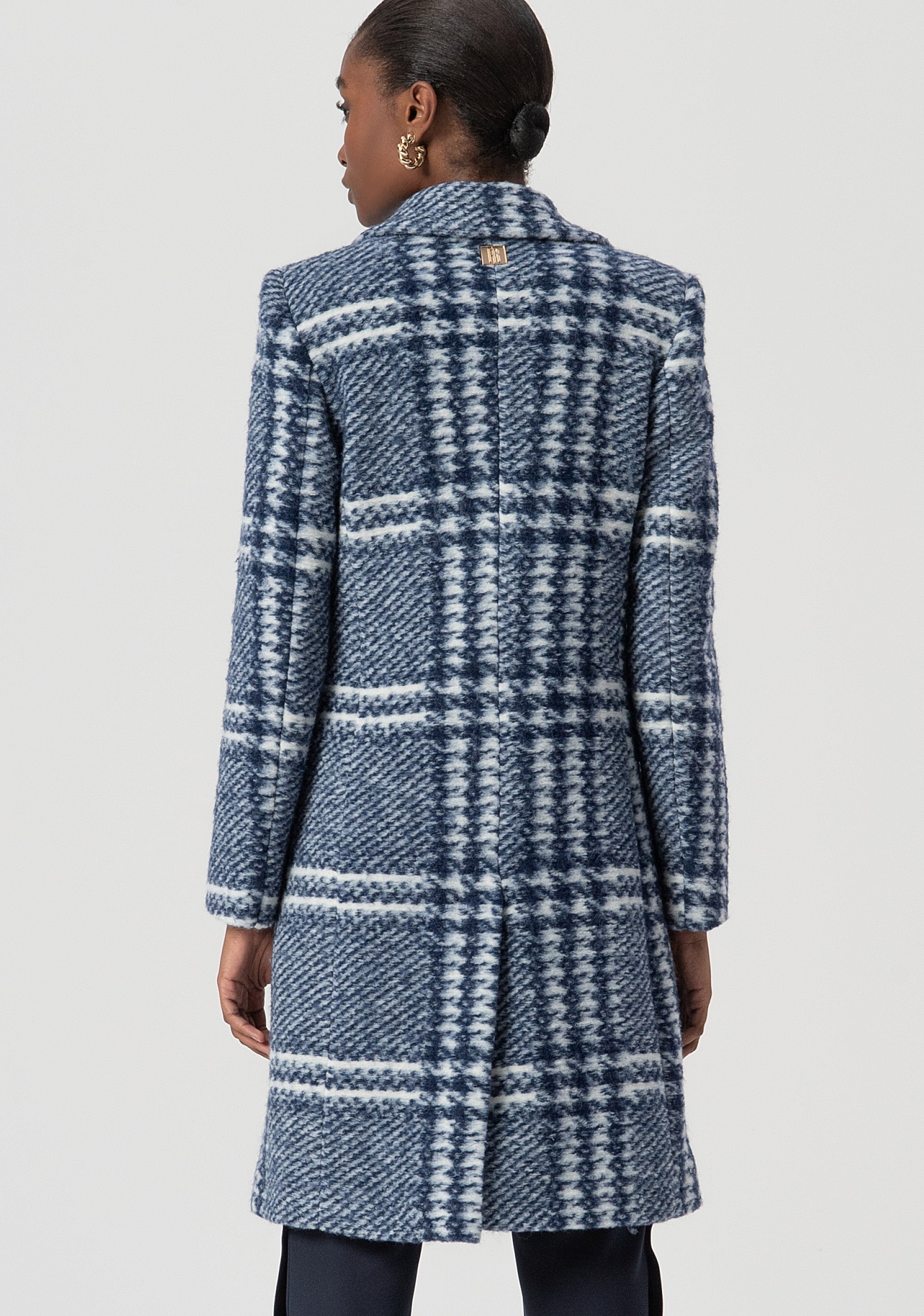 Coat regular fit middle length made in Prince of Wales fabric with wool Fracomina FS25WC1014W81995-083-4