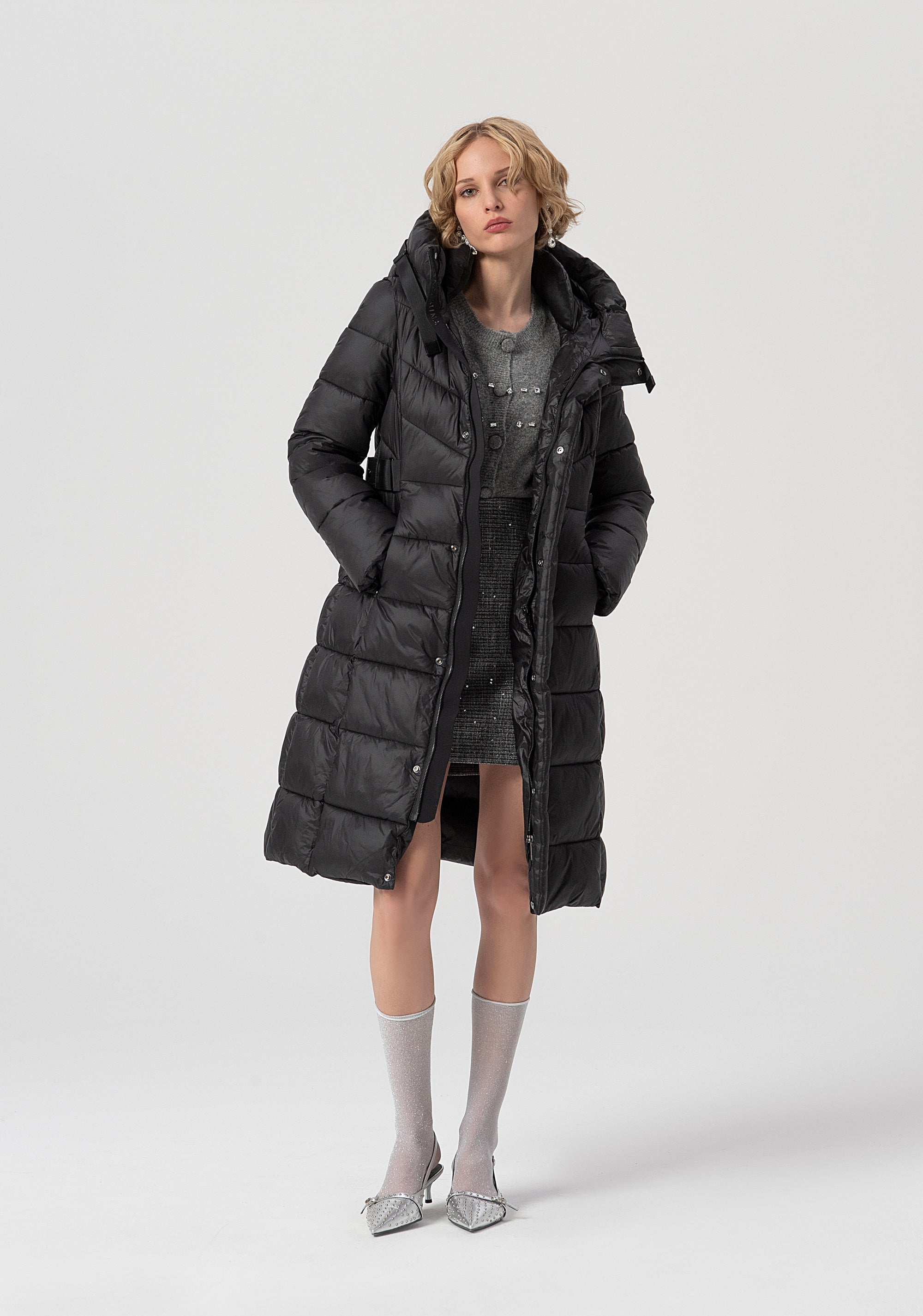 Long padded jacket regular fit made in quilted nylon Fracomina FS25WC3001O42301-053-4