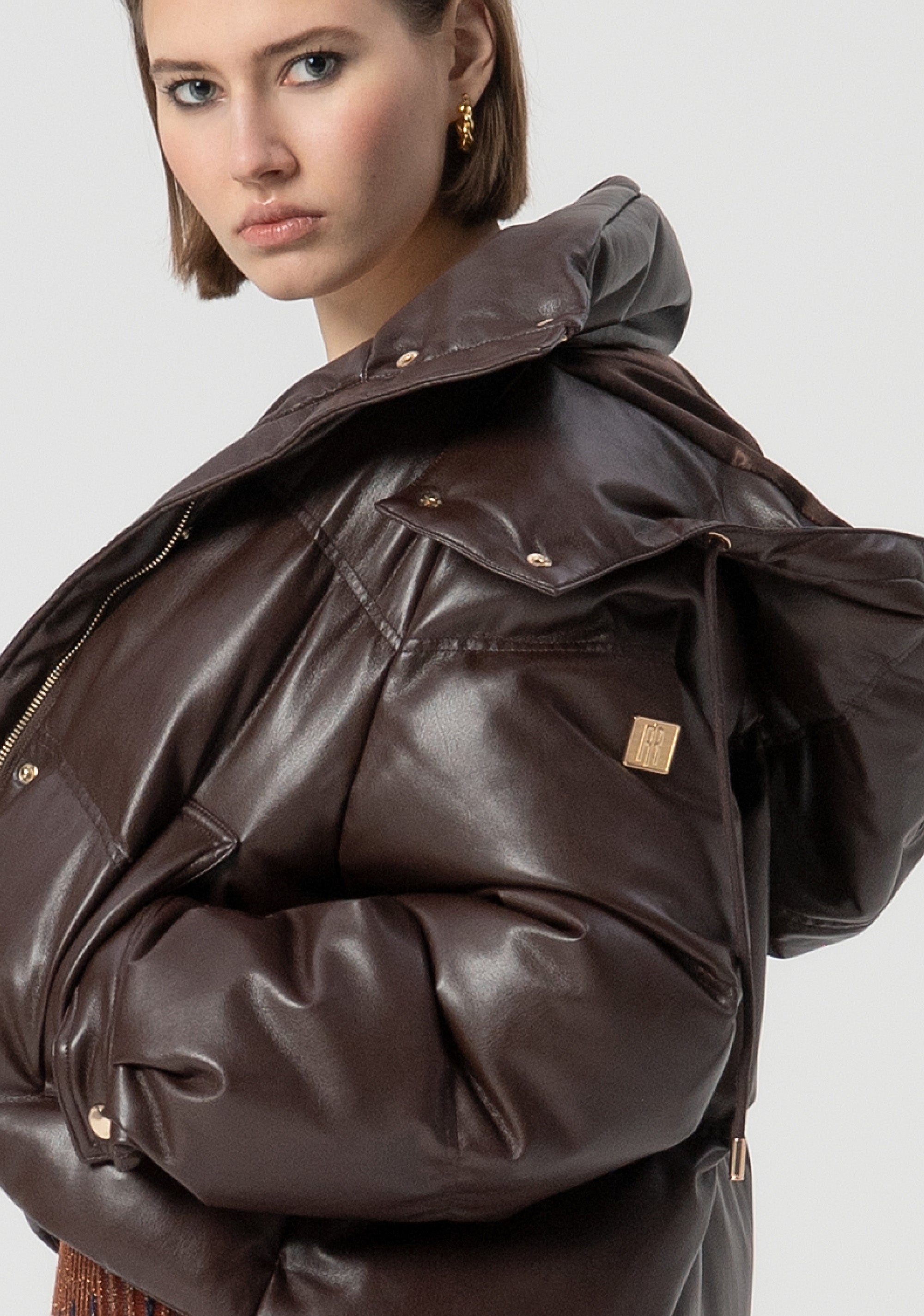 Padded jacket cropped with hood Fracomina FS25WC3002P41101-091-2