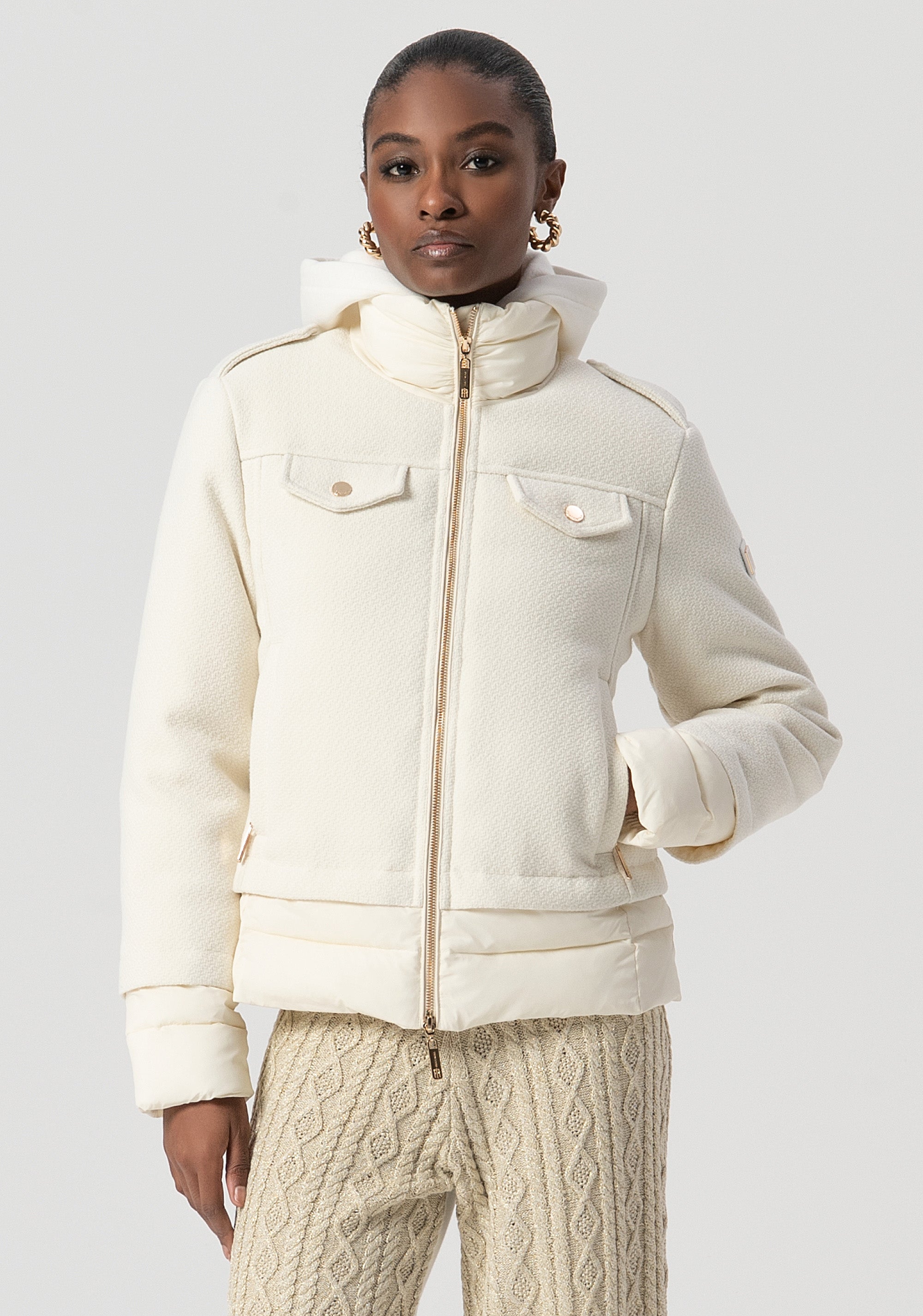 Padded jacket regular fit made in mixed fabric Fracomina FS25WC3003O41901-108-1
