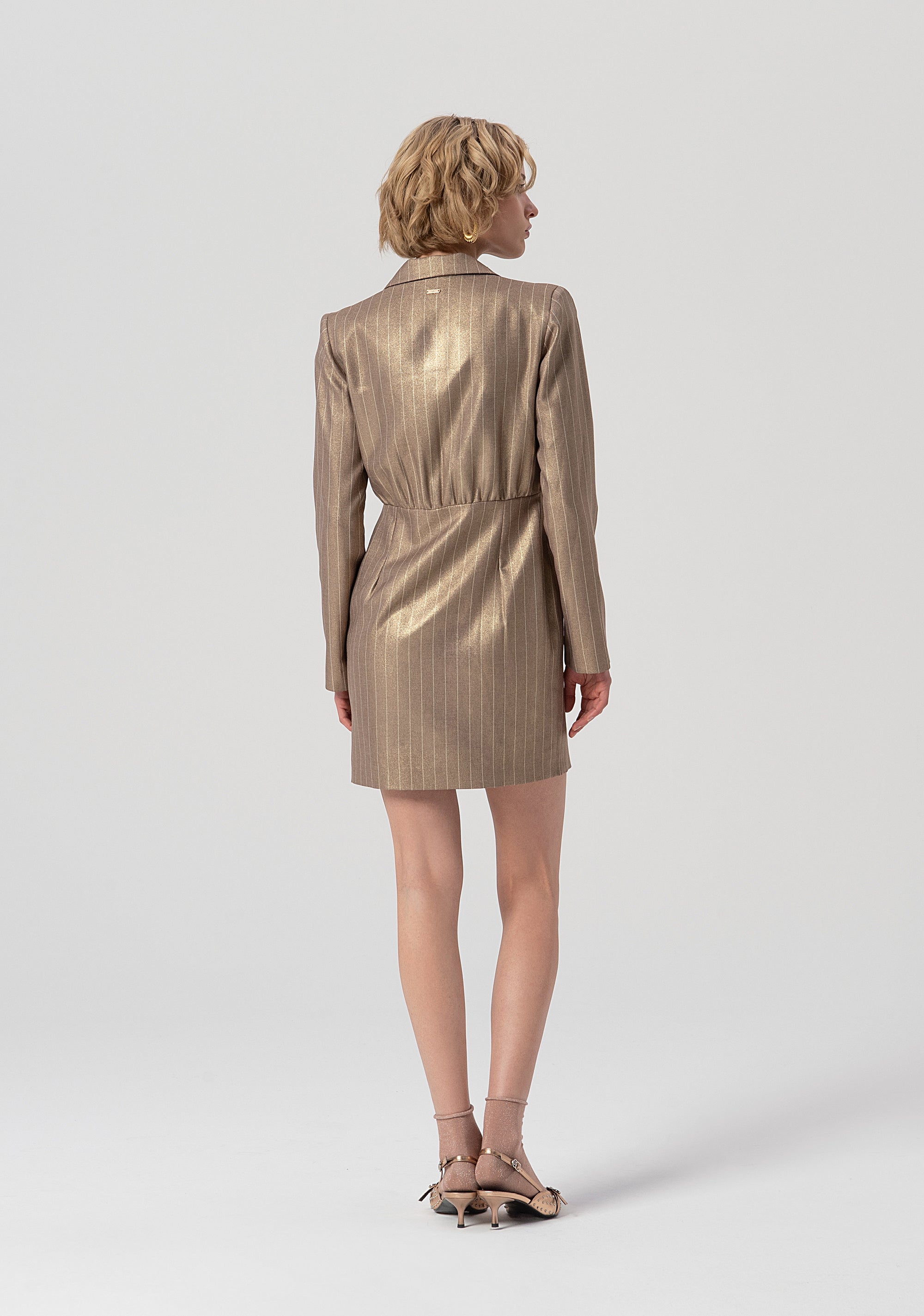 Mini blazer dress regular fit made in pinstriped fabric with metallic effect Fracomina FS25WD1002W479T4-G16-3