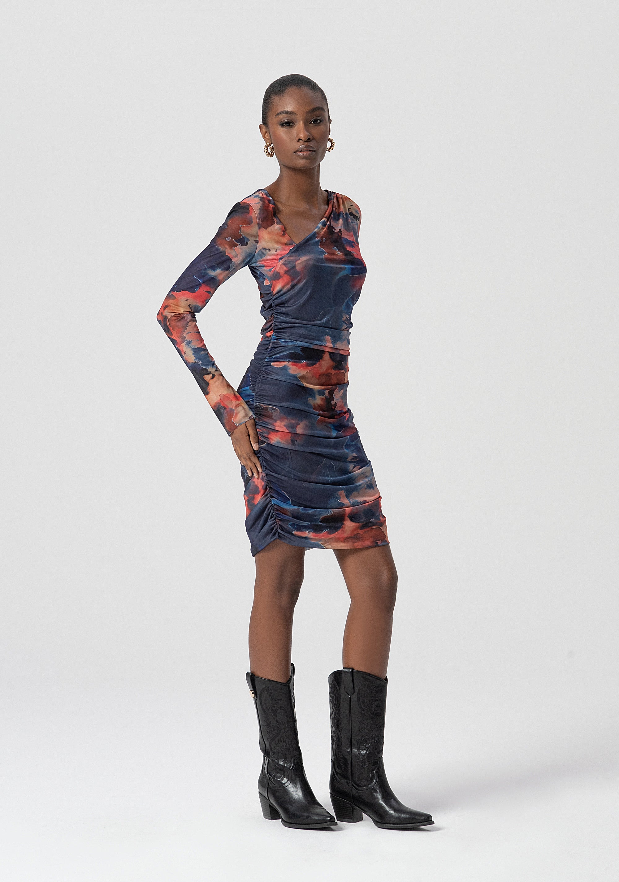 Mini dress slim fit with conceptual pattern Fracomina FS25WD1005W823K5-210-3