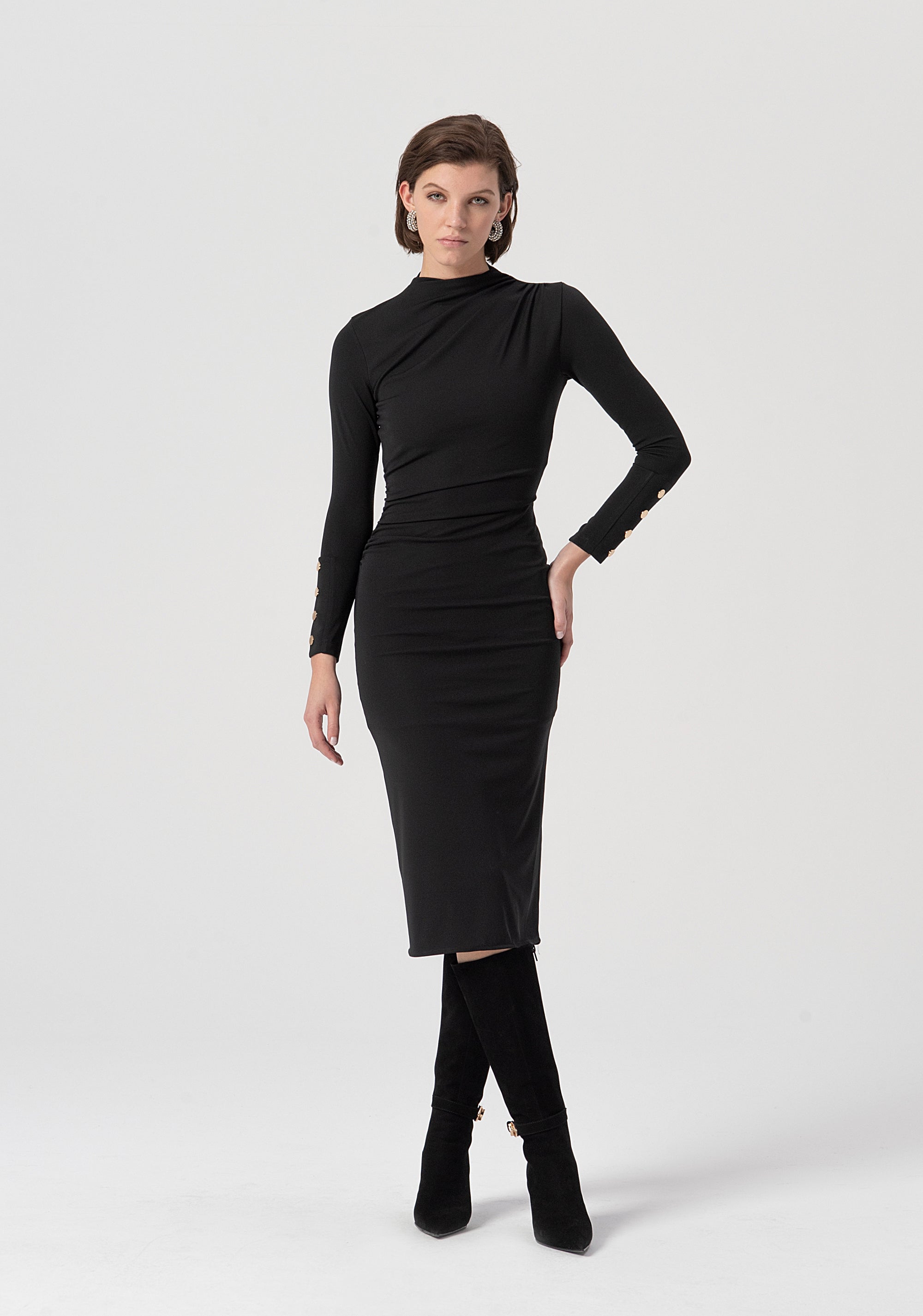 Dress slim fit middle length made in stretch fabric Fracomina FS25WD2007W62601-053-1