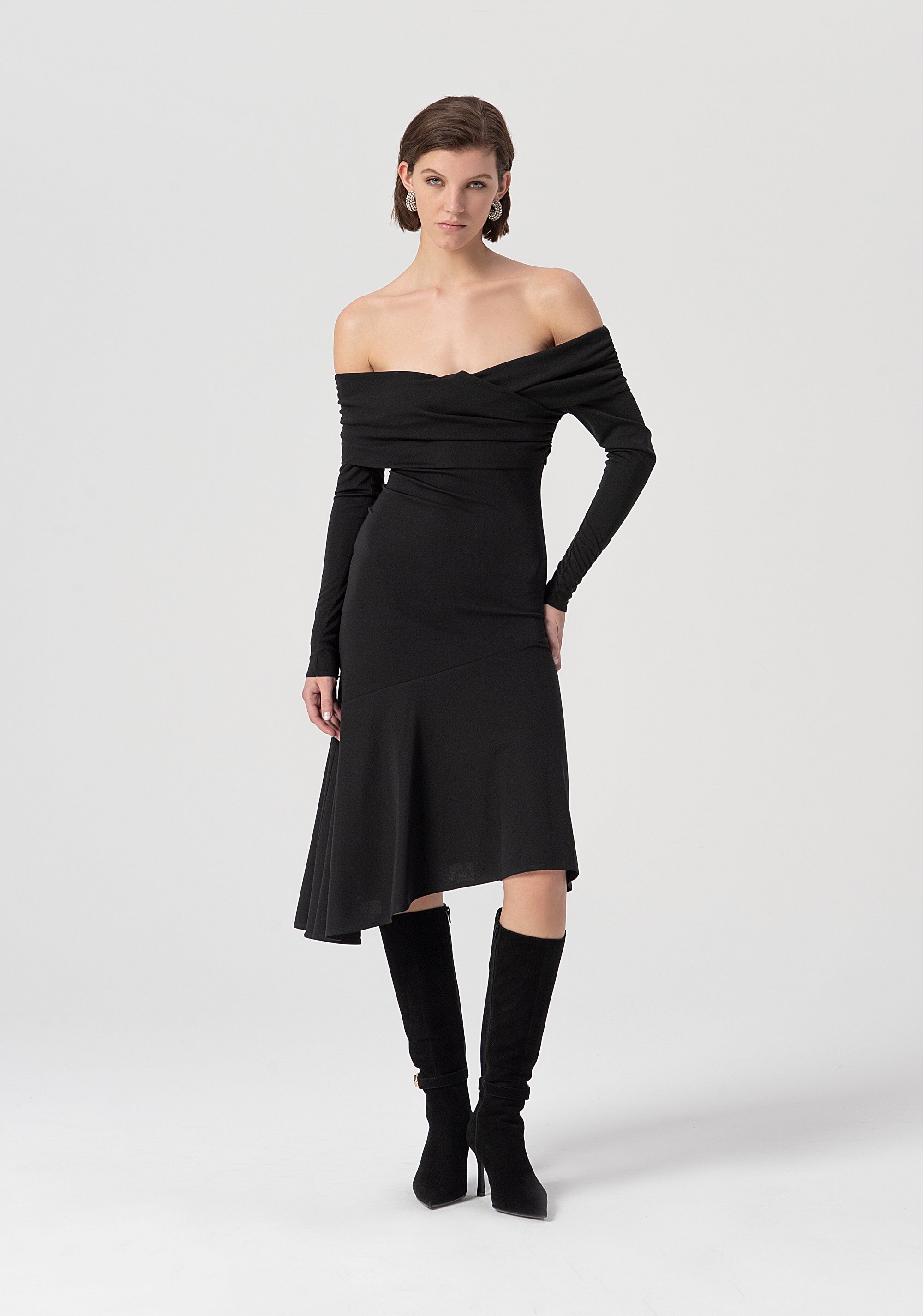 Dress slim fit middle length made in stretch fabric Fracomina FS25WD2008W62601-053-1
