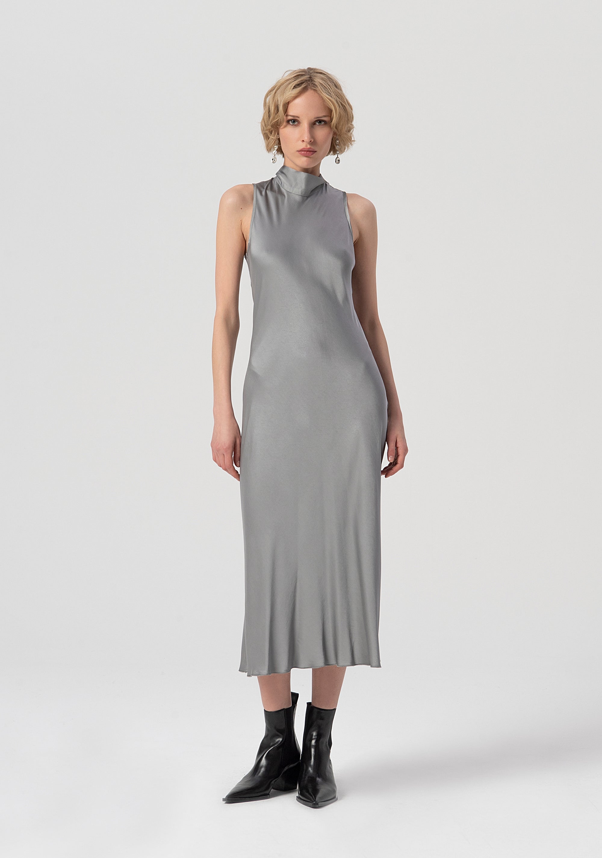 Sleeveless dress middle length made in satin Fracomina FS25WD2009W45101-156-1