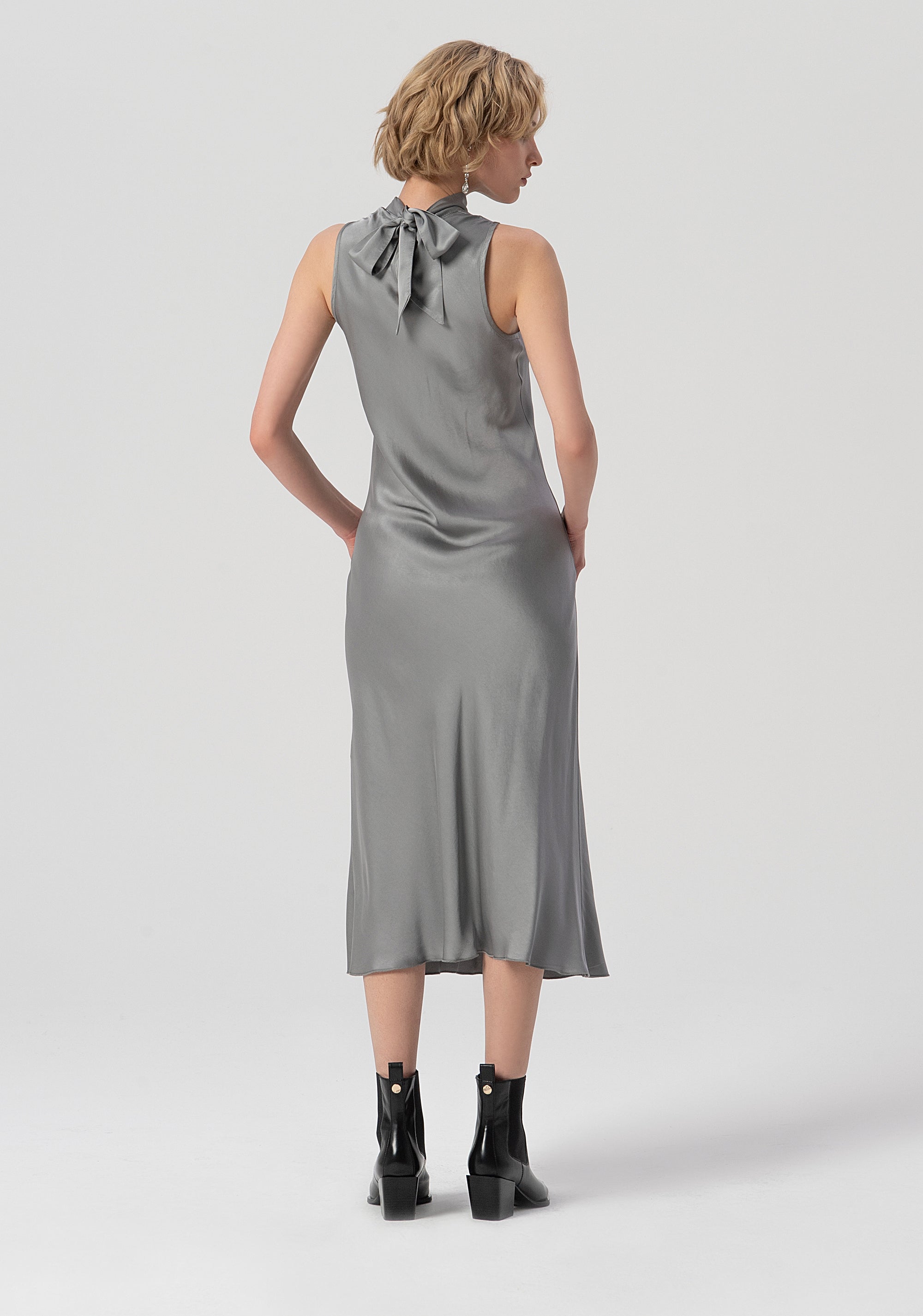 Sleeveless dress middle length made in satin Fracomina FS25WD2009W45101-156-3