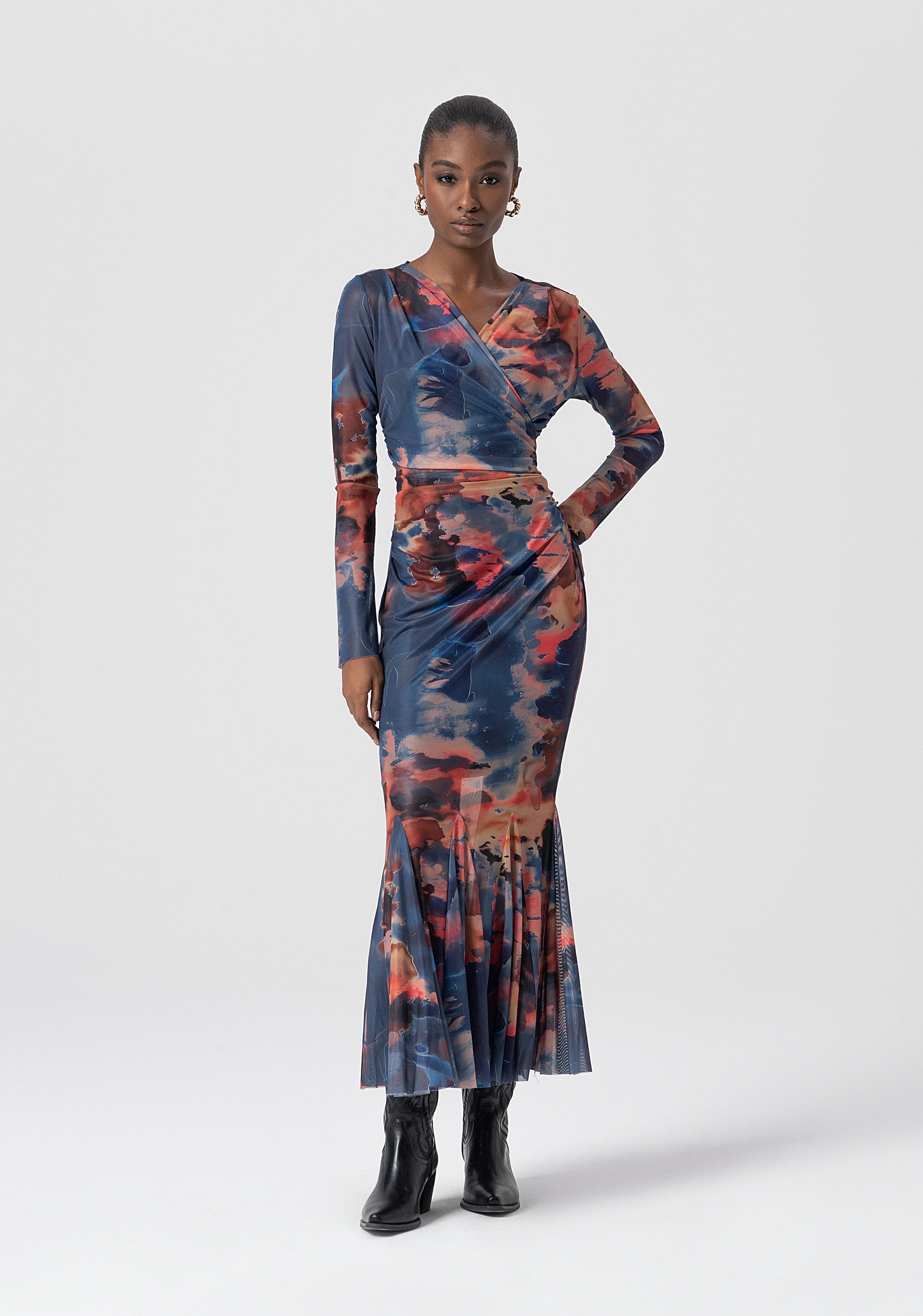 Long dress slim fit with conceptual pattern Fracomina FS25WD2010W823K5-210-1