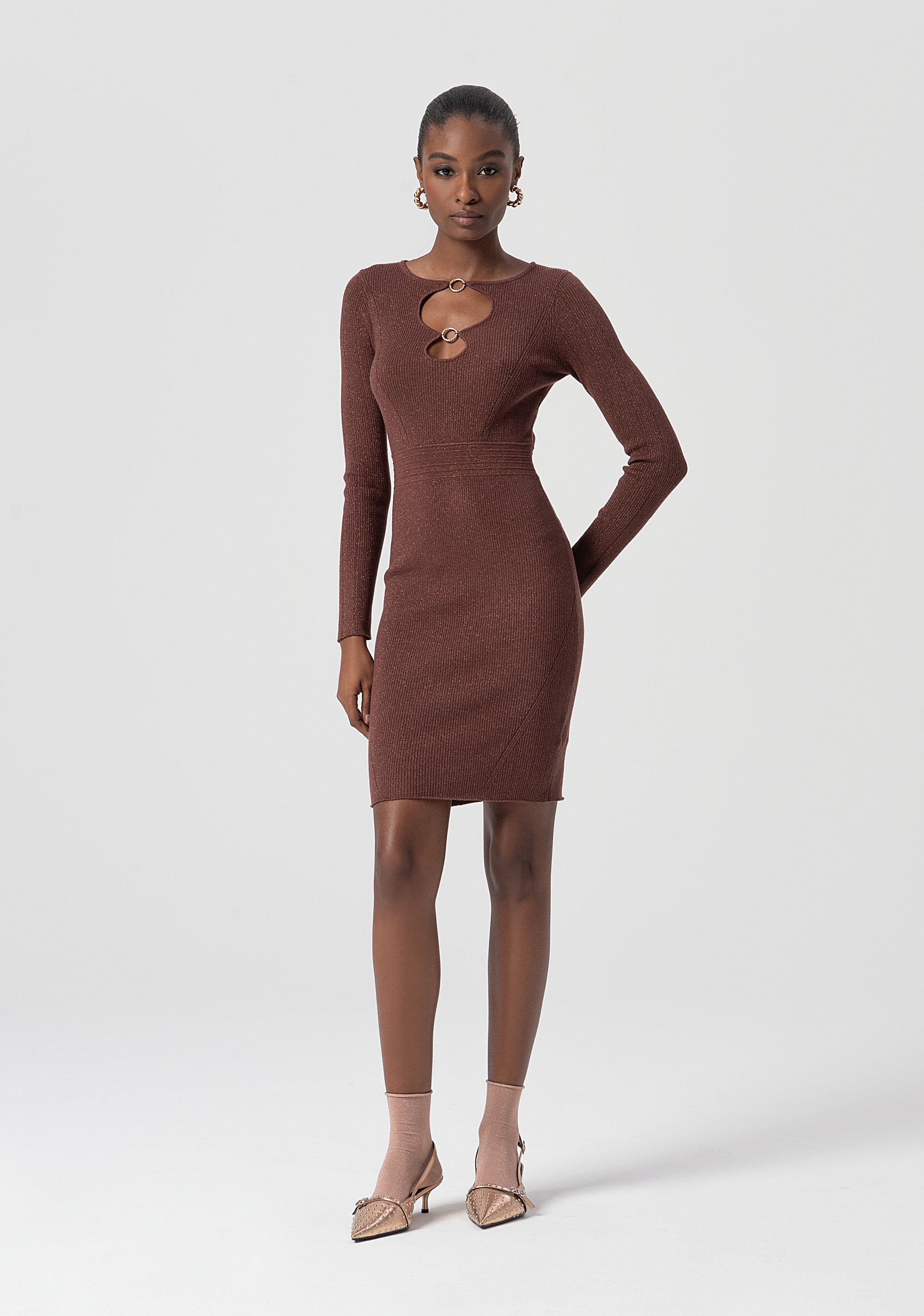 Mini dress slim fit with lurex Fracomina FS25WD5010K501Q7-639-1