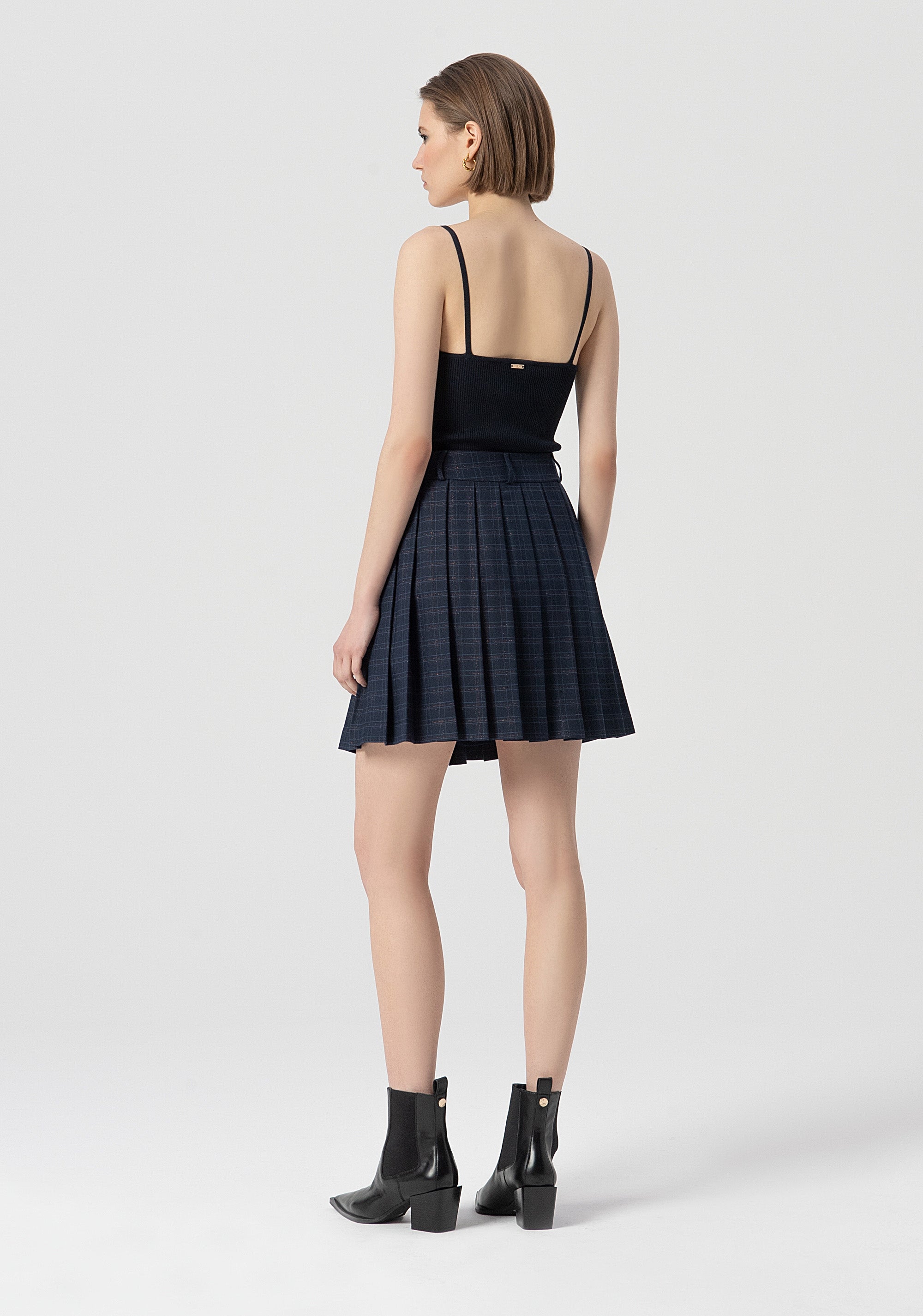 Mini skirt flare with foldings and square shaped pattern Fracomina FS25WG1001W56195-064-3