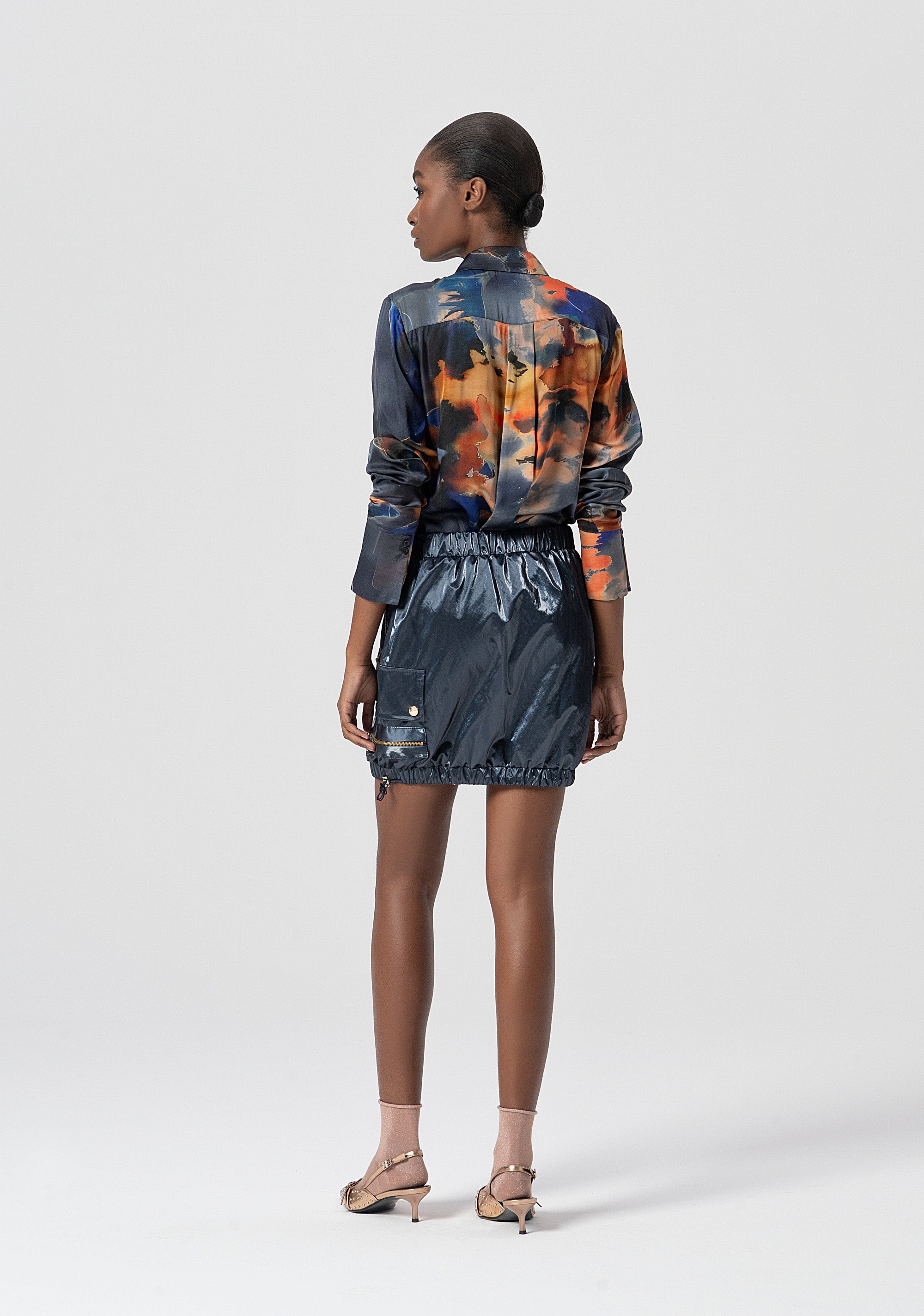 Mini skirt regular fit made in fabric with metallic effect Fracomina FS25WG1003W498P9-064-3