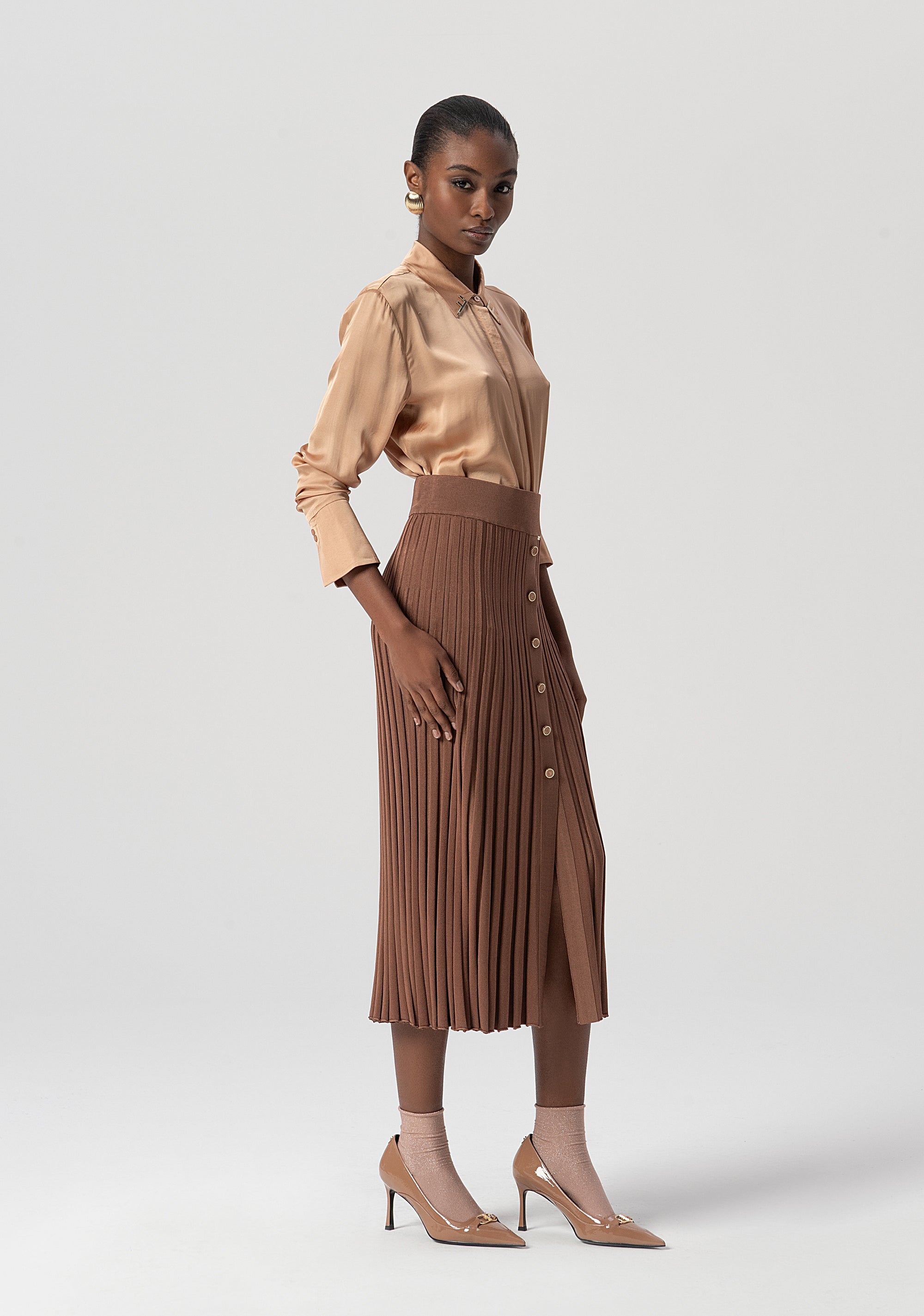 Knitted skirt flared middle length Fracomina FS25WG4001K56101-091-3