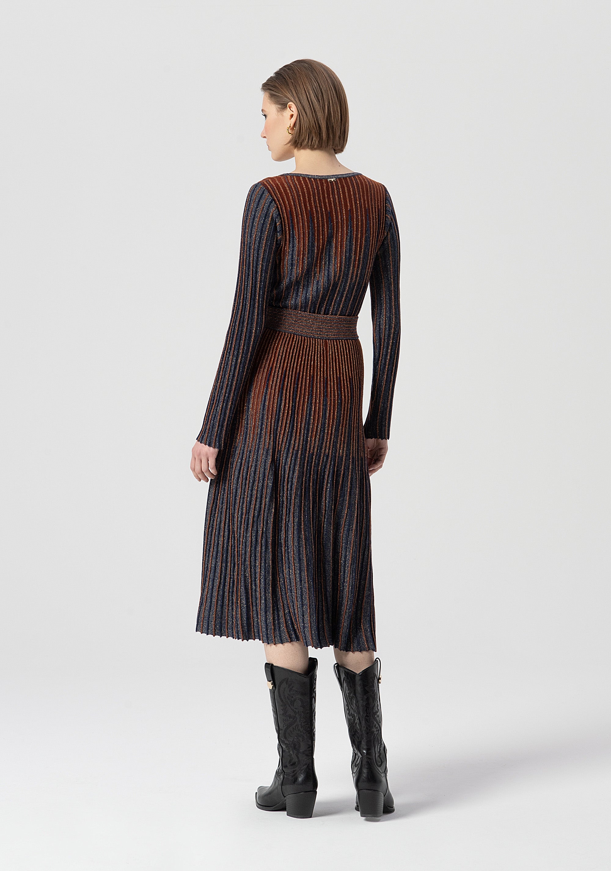 Knitted skirt flared middle length with wool and lurex Fracomina FS25WG4002K558Q7-M23-3
