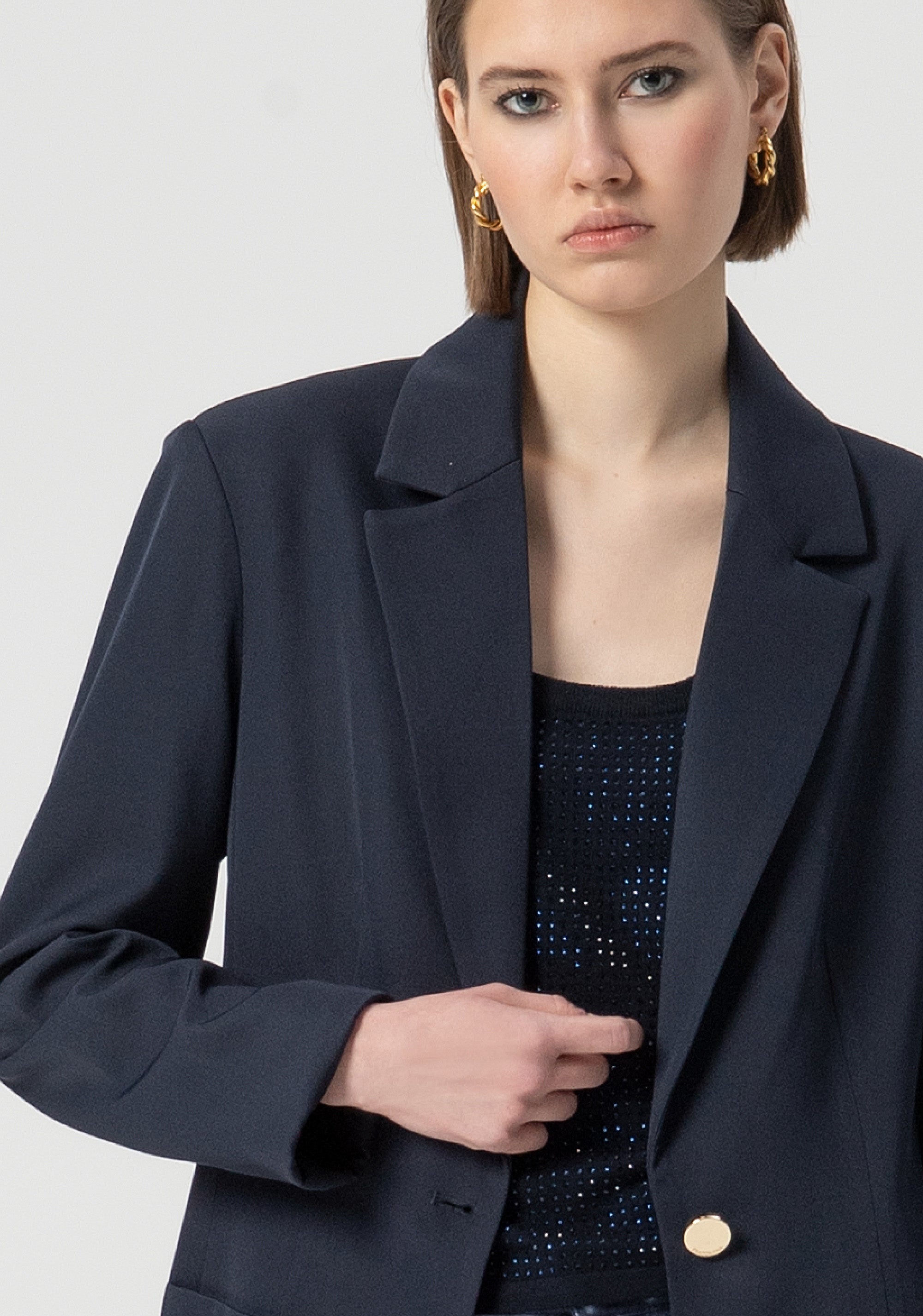 Long blazer jacket regular fit single breasted Fracomina FS25WJ3001W47601-064-2