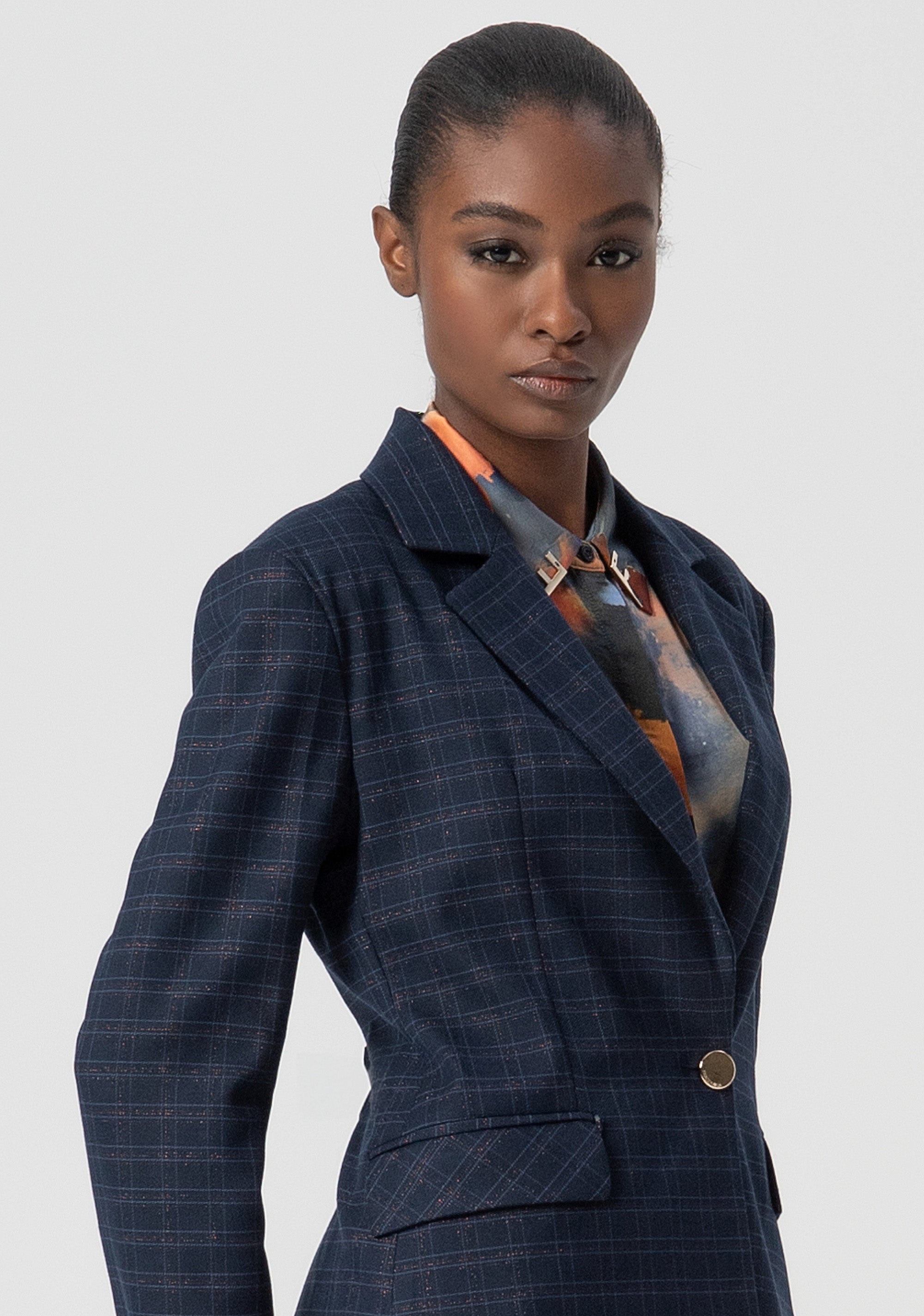 Blazer jacket regular fit single breasted with square shaped pattern Fracomina FS25WJ3002W56195-064-2