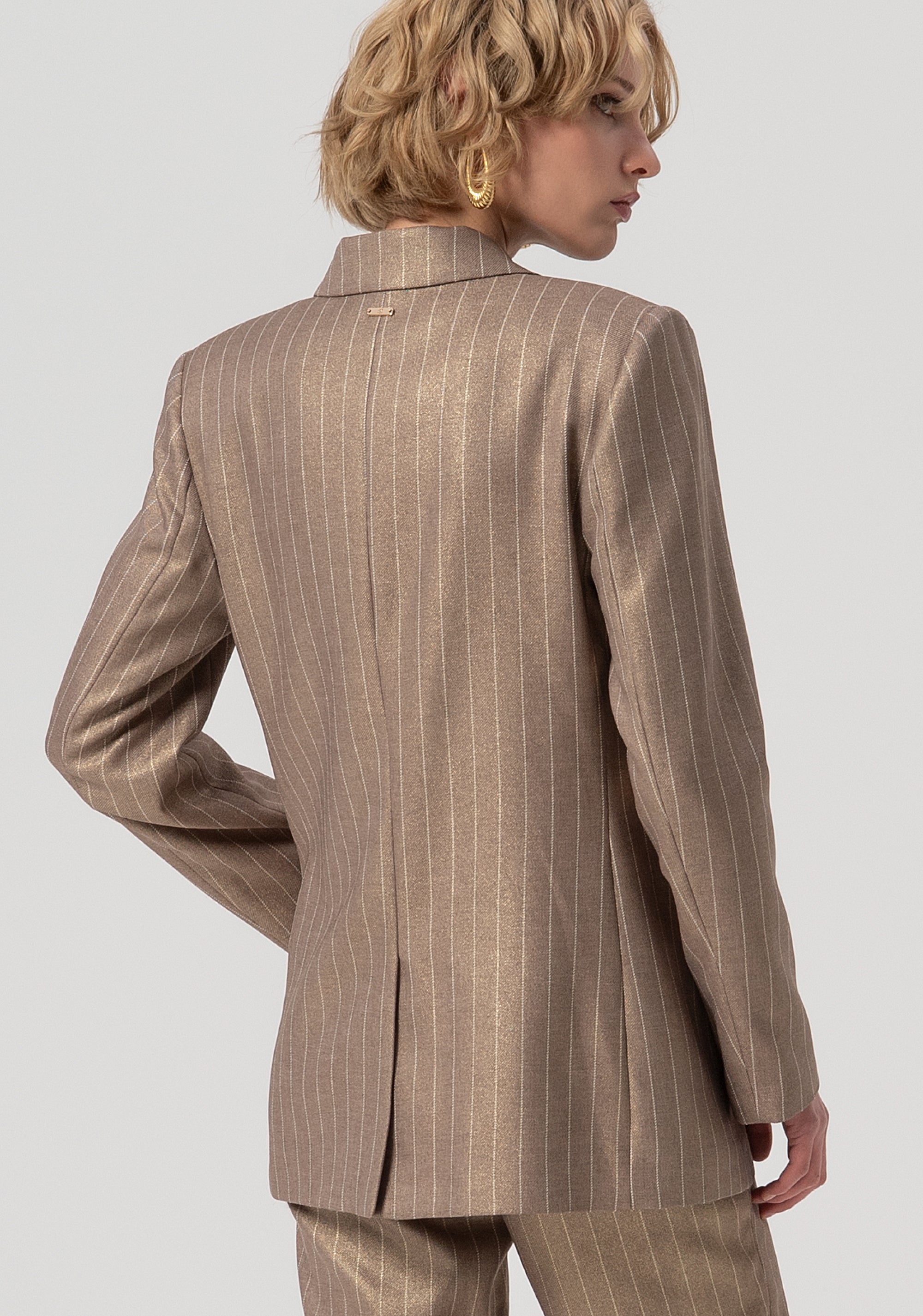 Blazer jacket regular fit double breasted made in pinstriped fabric Fracomina FS25WJ3003W479T4-G16-3