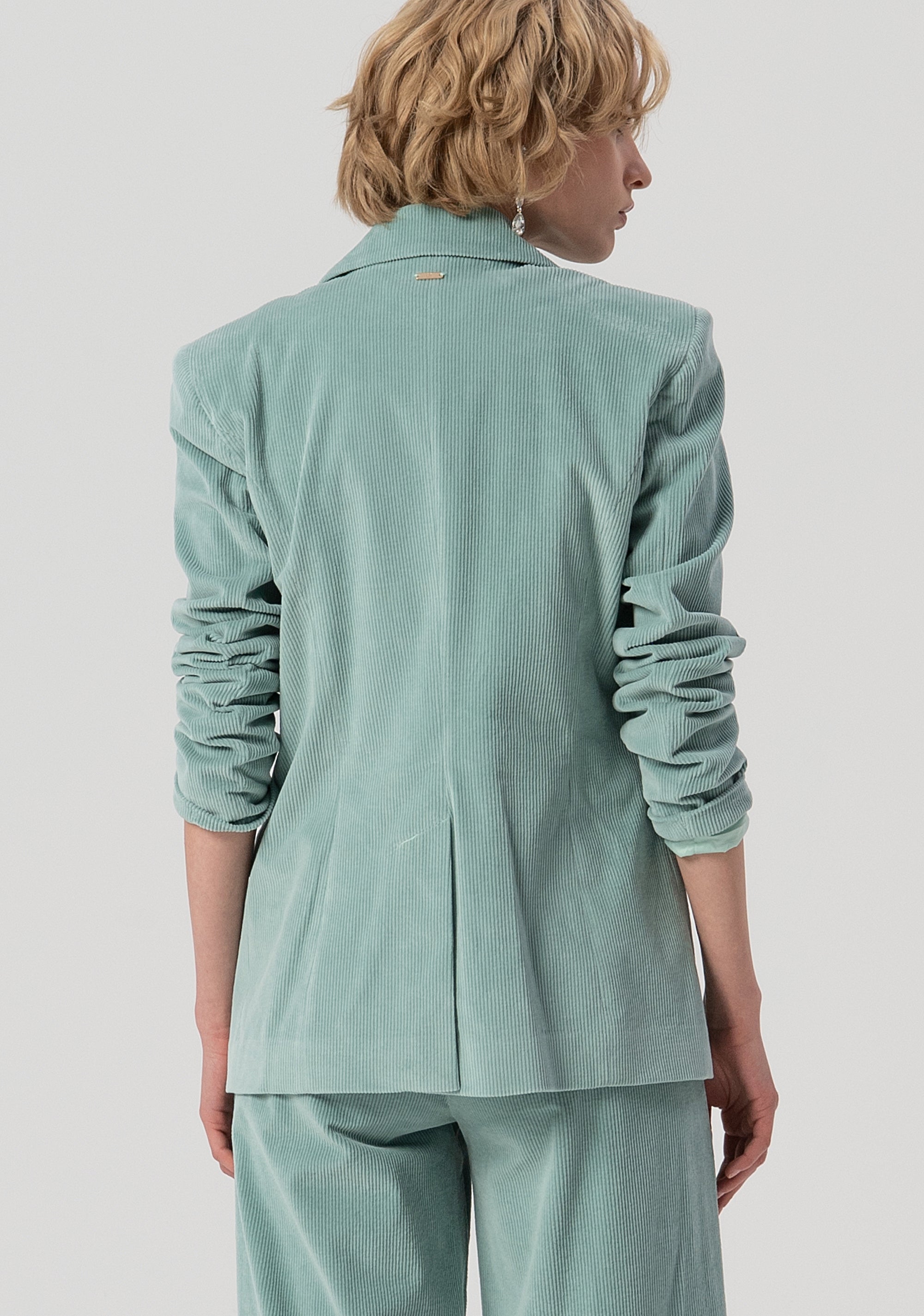 Long blazer jacket over fit made in needlecord velvet Fracomina FS25WJ3004W59401-806-3