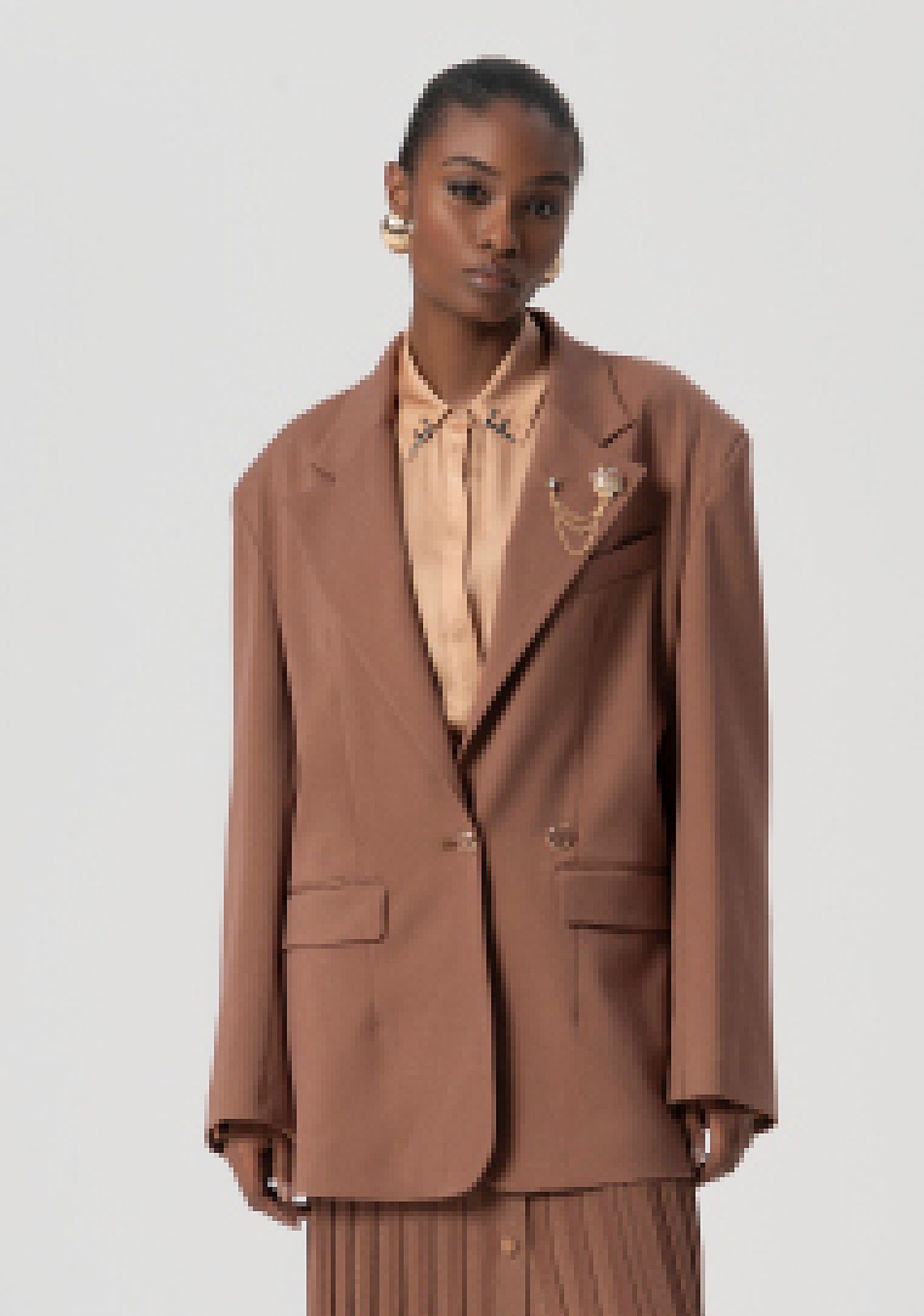 Long blazer jacket over fit made in satin Fracomina FS25WJ3005W66101-091-1