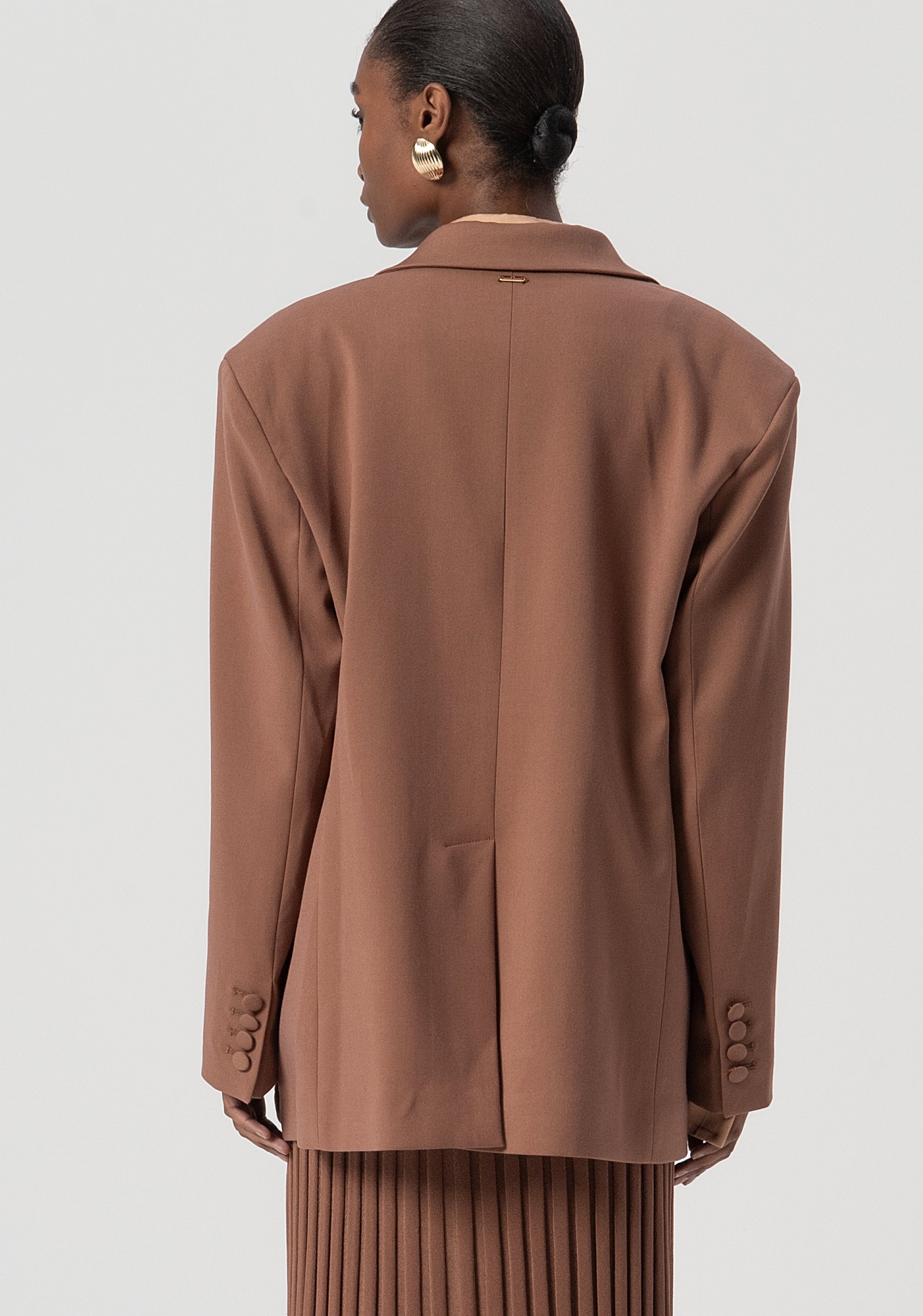 Long blazer jacket over fit made in satin Fracomina FS25WJ3005W66101-091-3