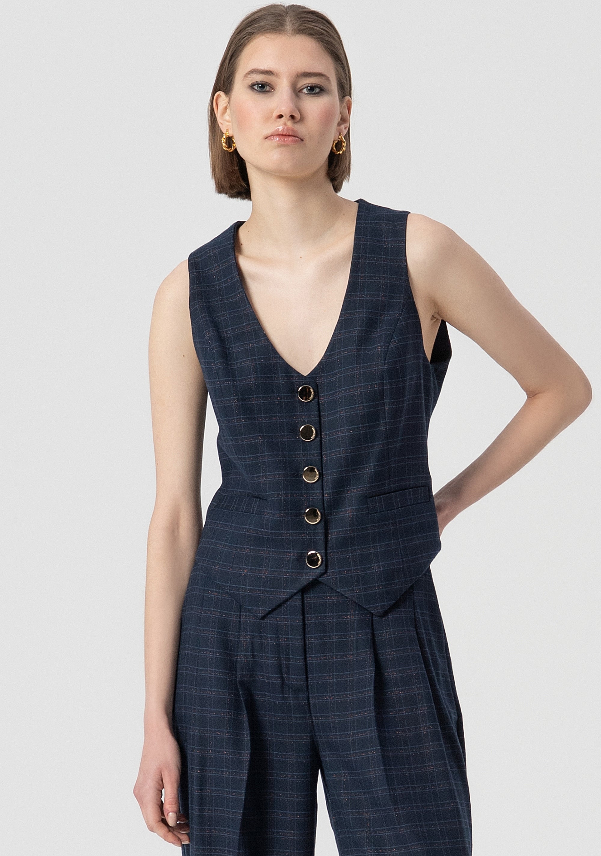 Gilet regular fit with square shaped pattern Fracomina FS25WJ5002W56195-064-1_60f5fad5-ac34-4b06-9dee-f77151de6f2c